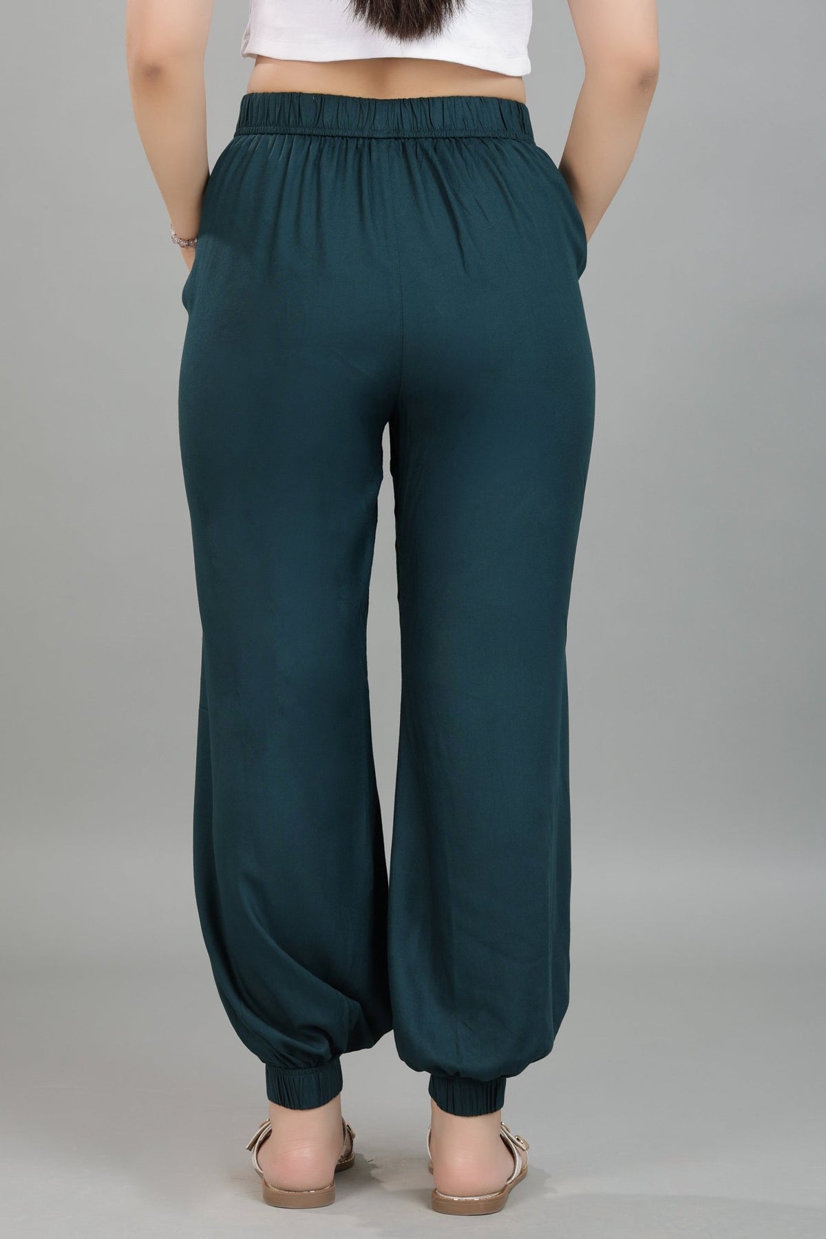 Bottle green harem pant [ 100% Rayon, Liva Certified ] -Harem pant