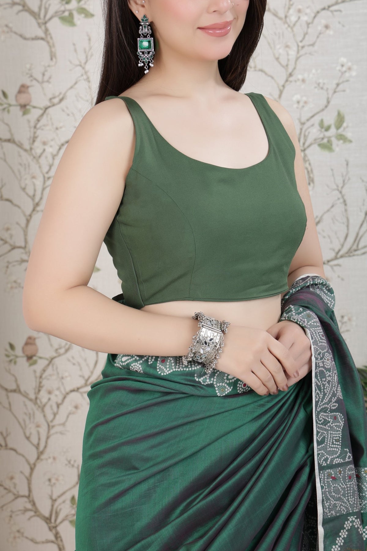 Bottle green rayon blouse [ Premium 100% Rayon, Liva Certified ] -Rayon blouse
