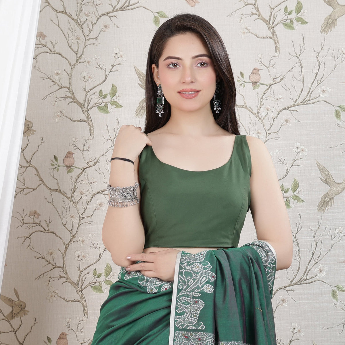 Bottle green rayon blouse [ Premium 100% Rayon, Liva Certified ] -Rayon blouse