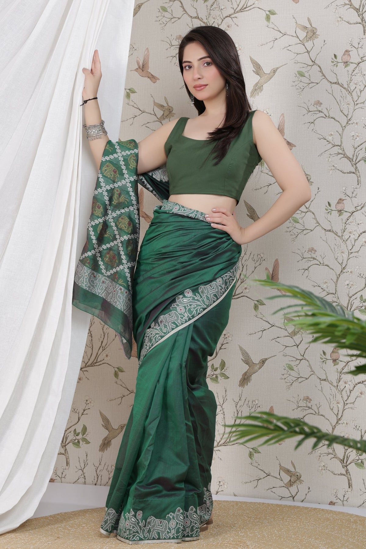 Bottle green rayon blouse [ Premium 100% Rayon, Liva Certified ] -Rayon blouse