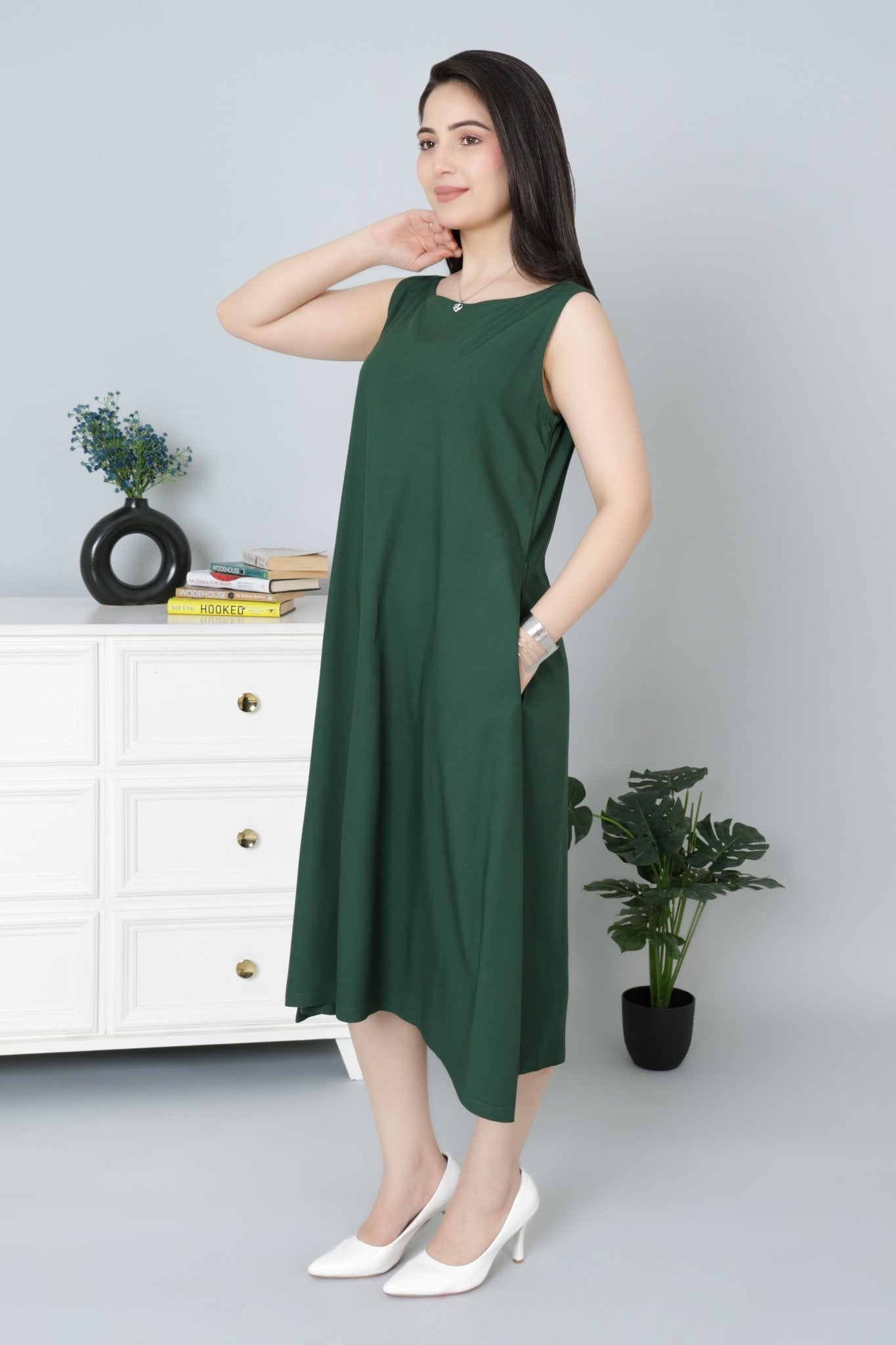 Rayon flare dress with pocket