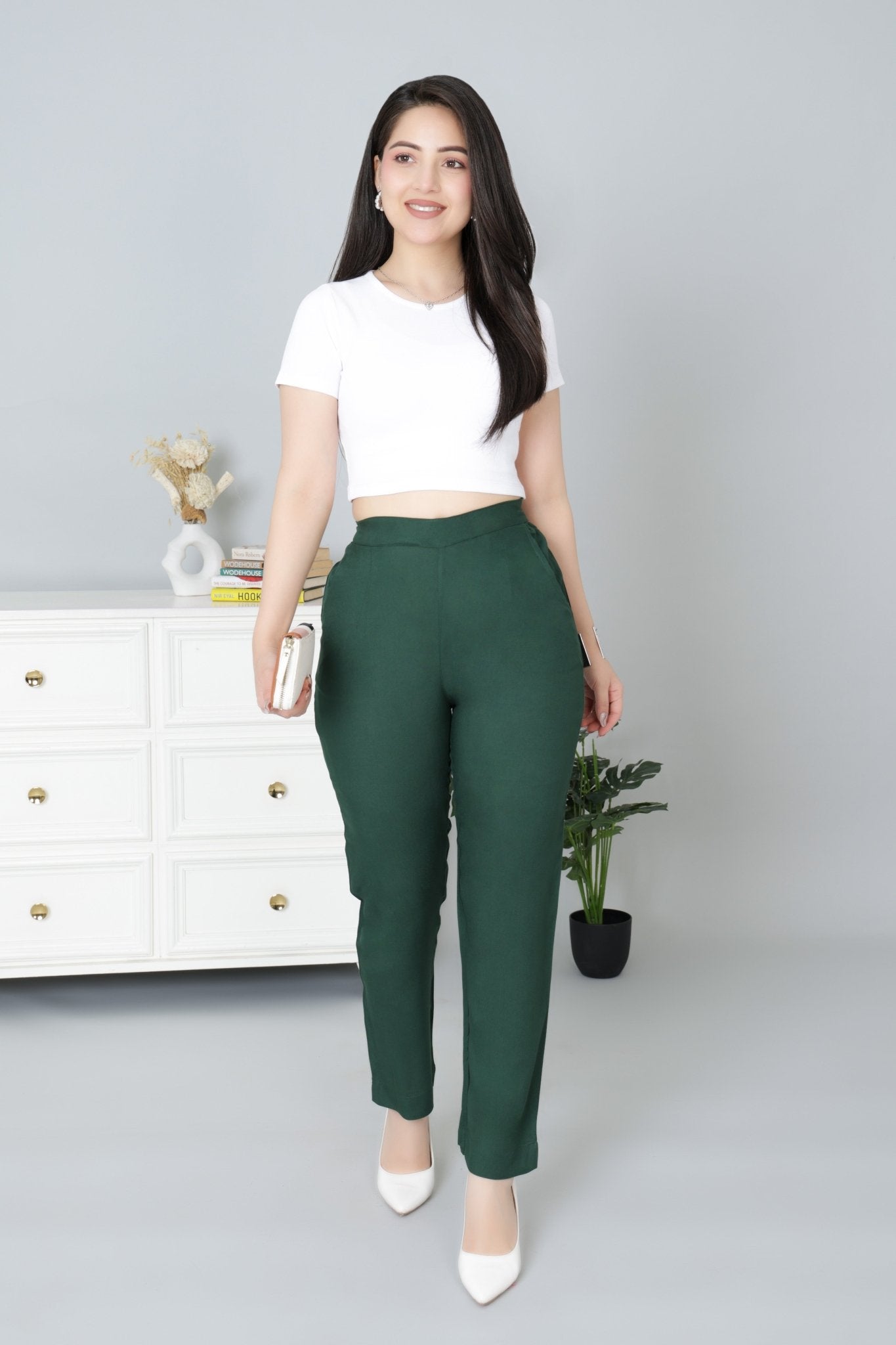 Bottle green rayon pant [ 100% Rayon, Liva Certified ] - Rayon pants