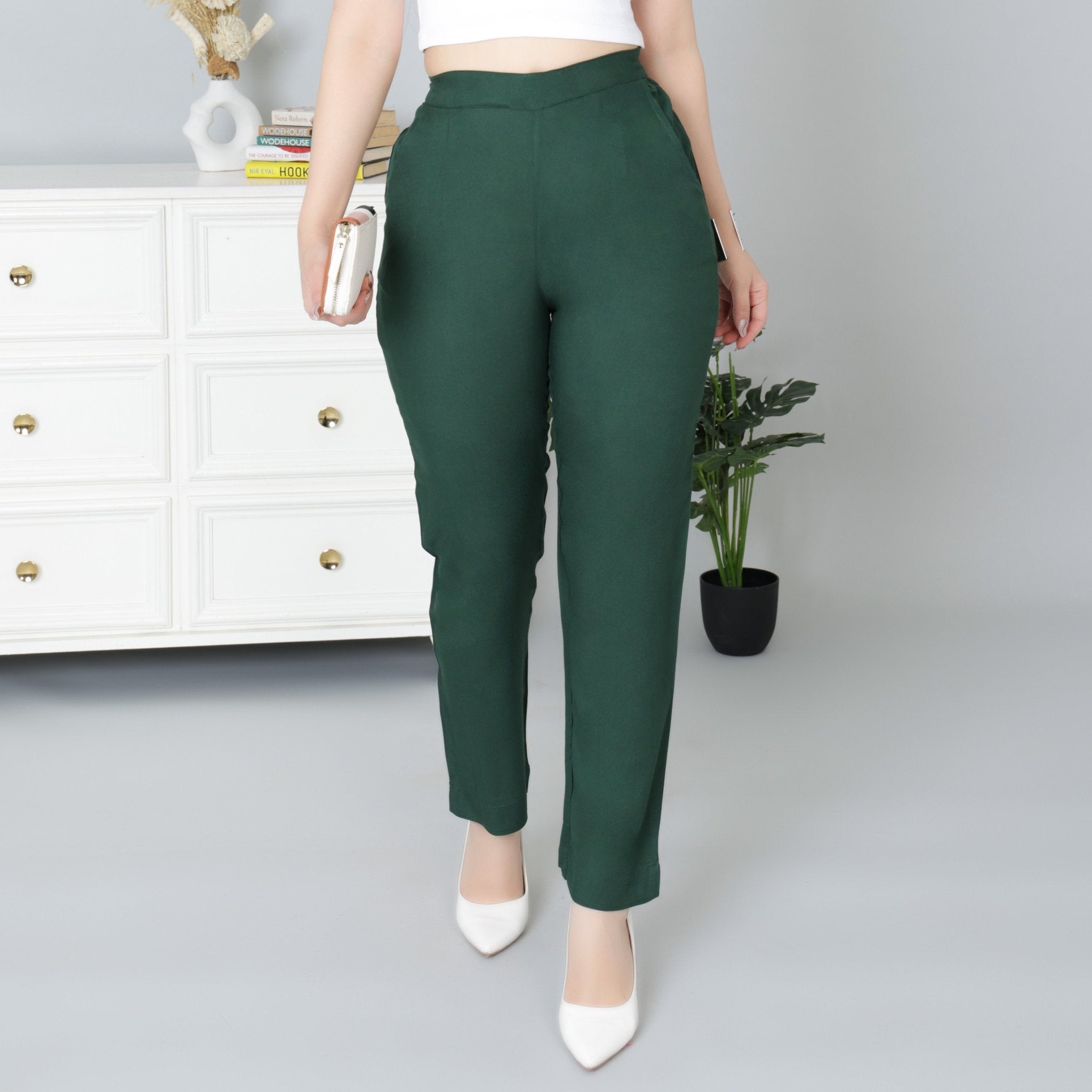 Bottle green rayon pant [ 100% Rayon, Liva Certified ] - Rayon pants