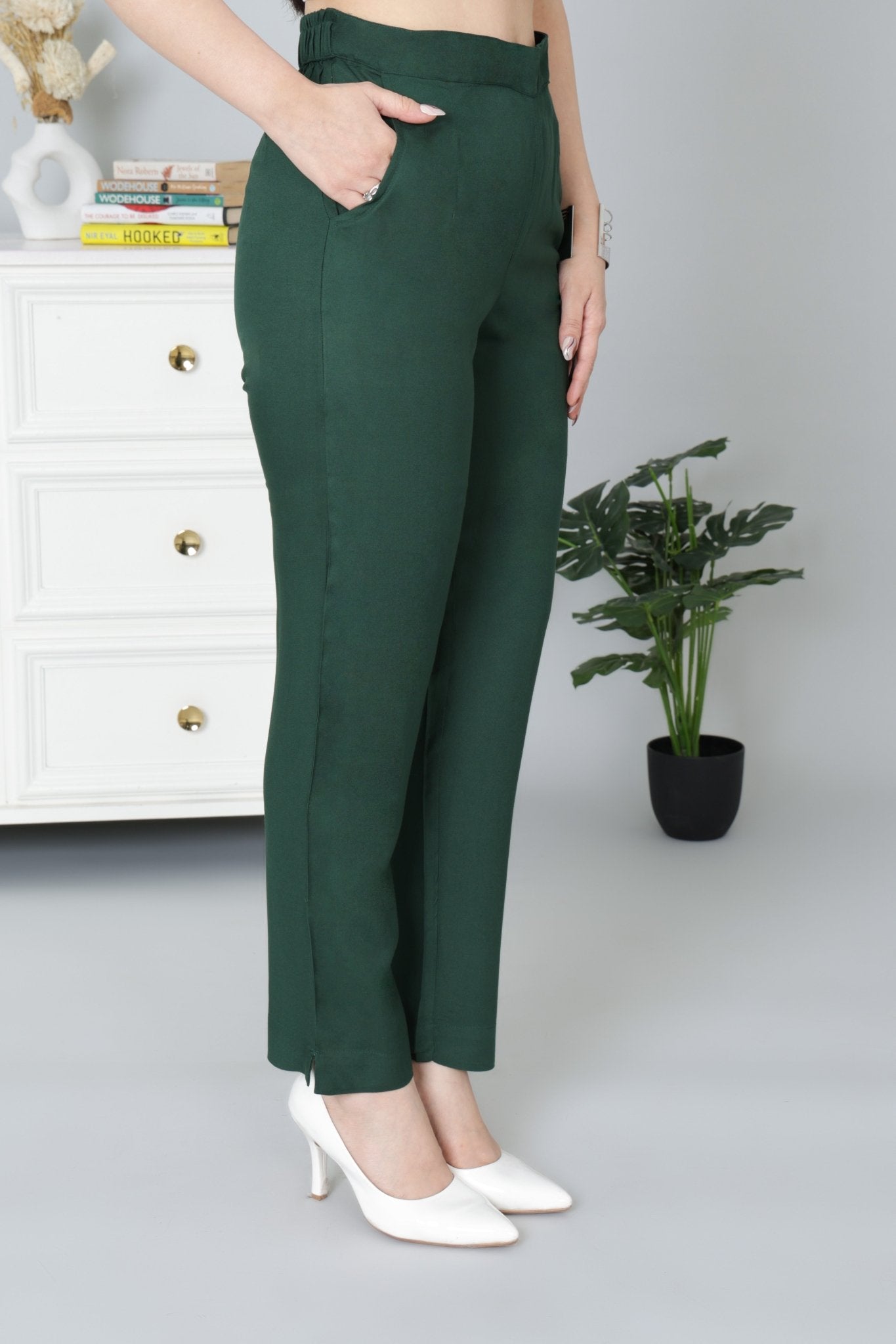 Bottle green rayon pant [ 100% Rayon, Liva Certified ] - Rayon pants