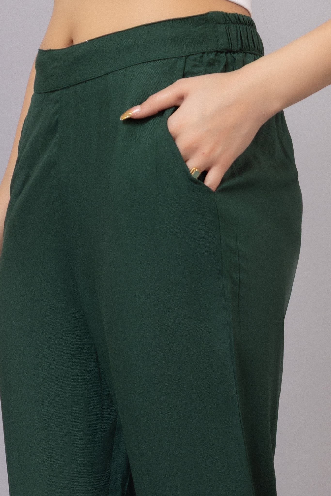 Bottle green rayon pant [ 100% Rayon, Liva Certified ] - Rayon pants