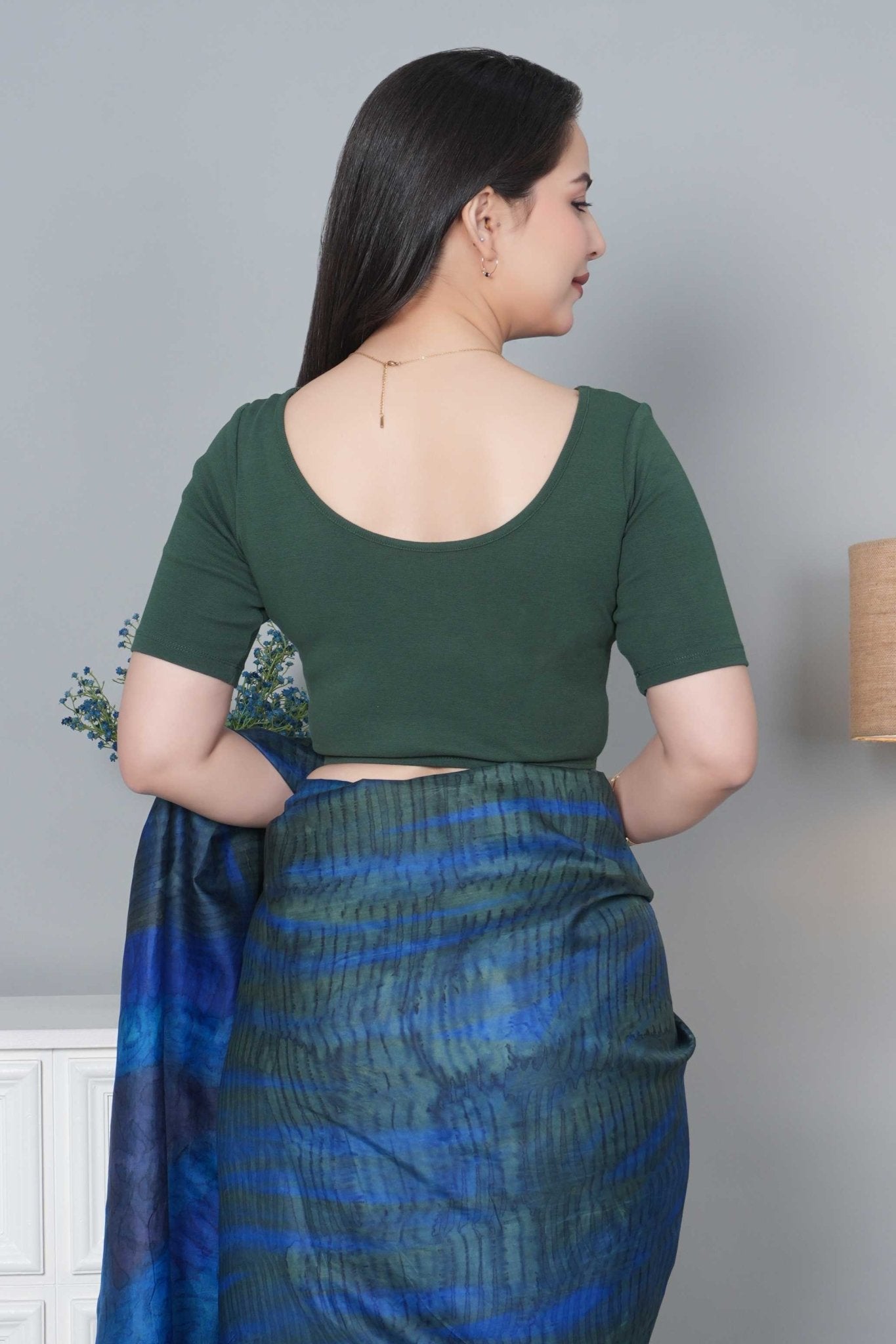 Bottle Green Rib Blouse [ 100% USA HQ Cotton, 280 GSM non transparent fabric ] - Rib blouse