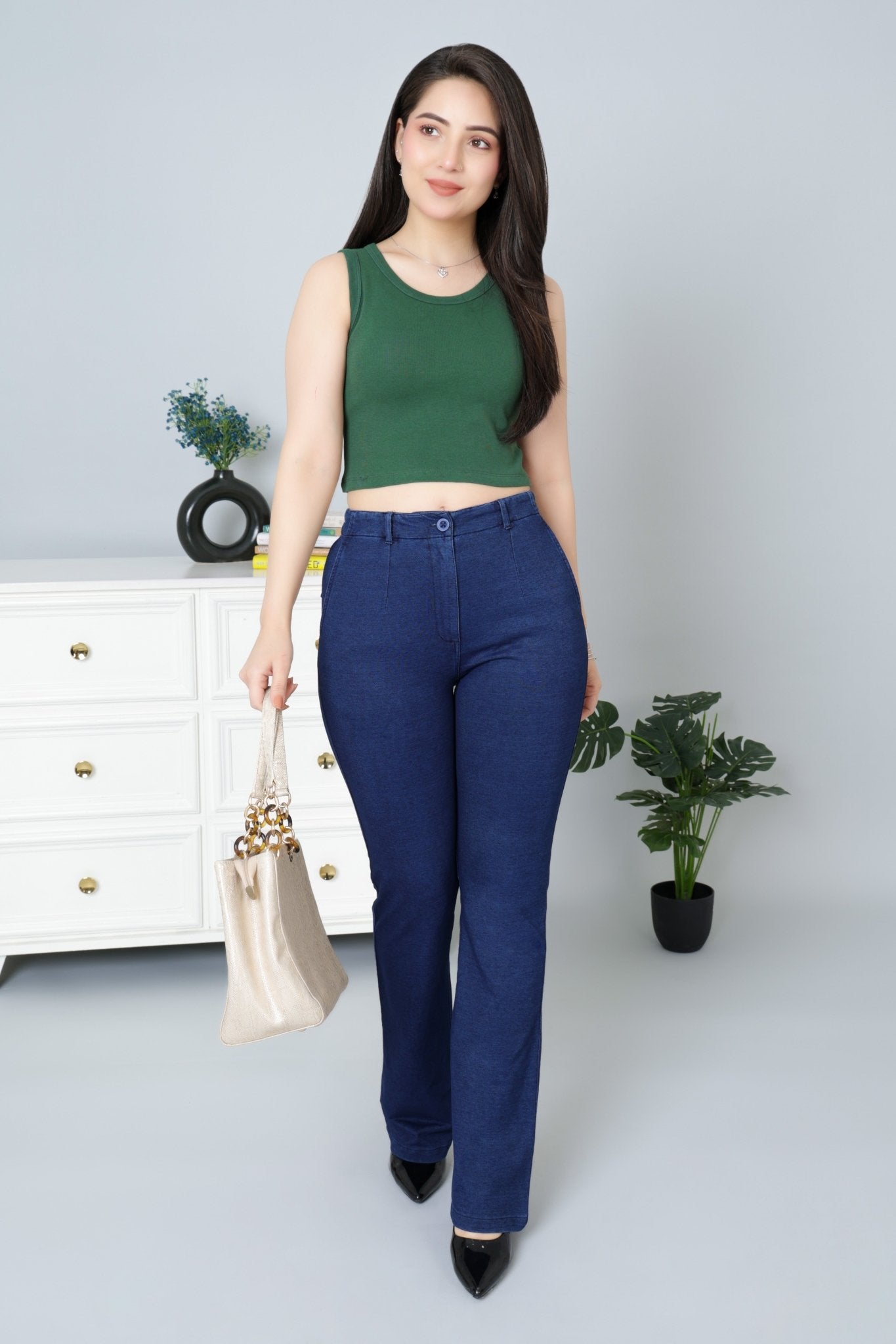 Bottle Green Rib Crop Vest [ 100% USA HQ Cotton, 280 GSM non transparent fabric ] - Rib crop vest
