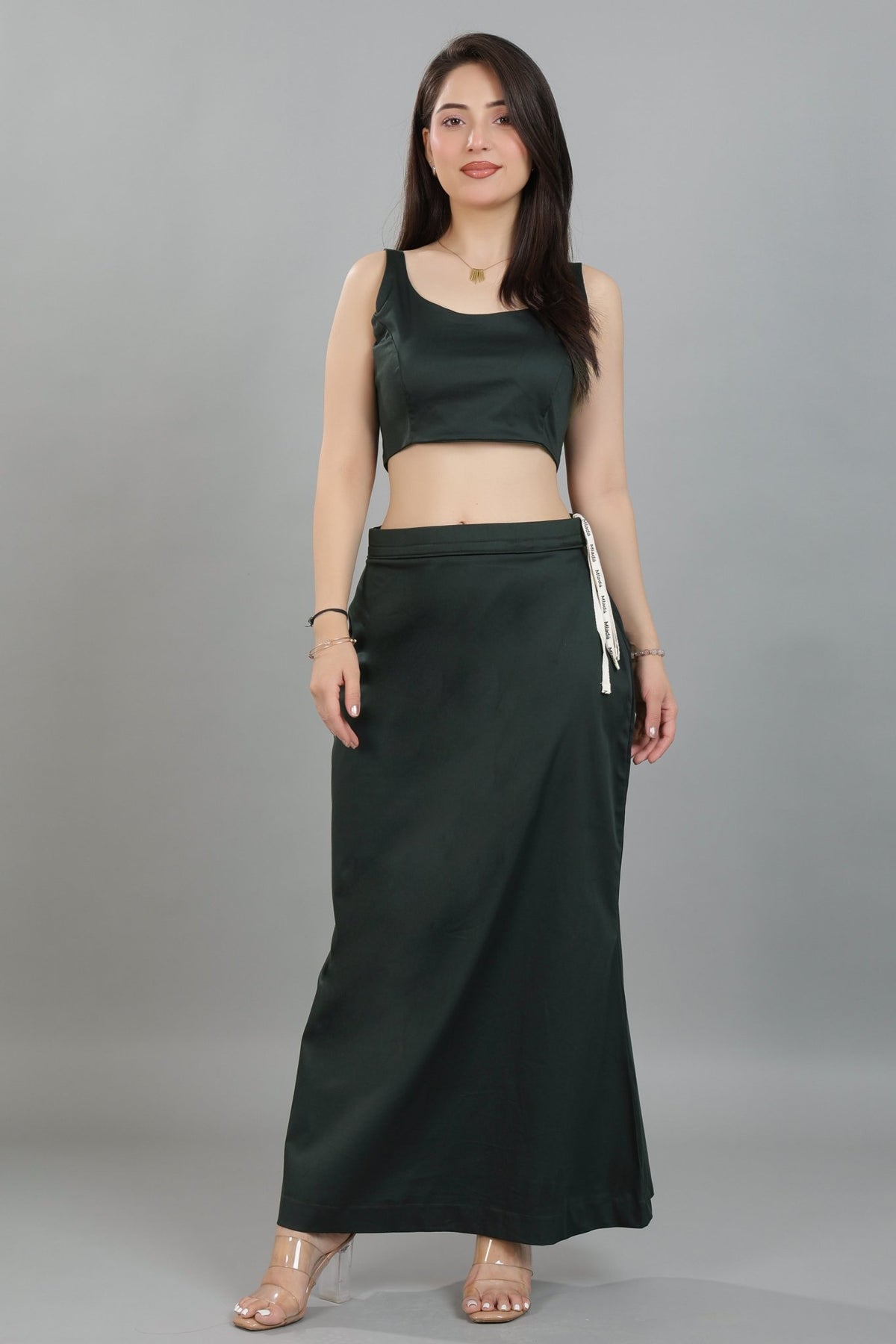 Bottle green saree shaper made from premium cotton -Saree shaper