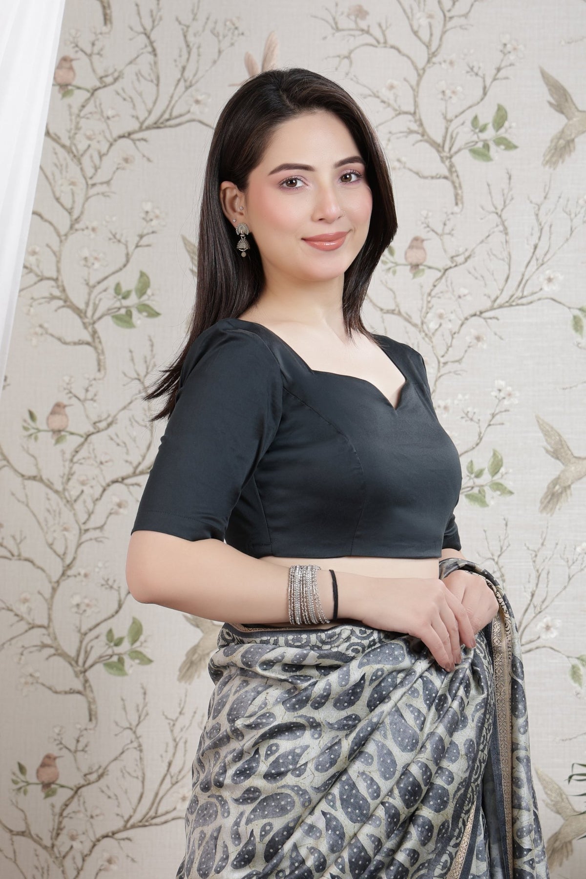 Bottle green sweetheart neck cotton blouse made from premium cotton -Blouse