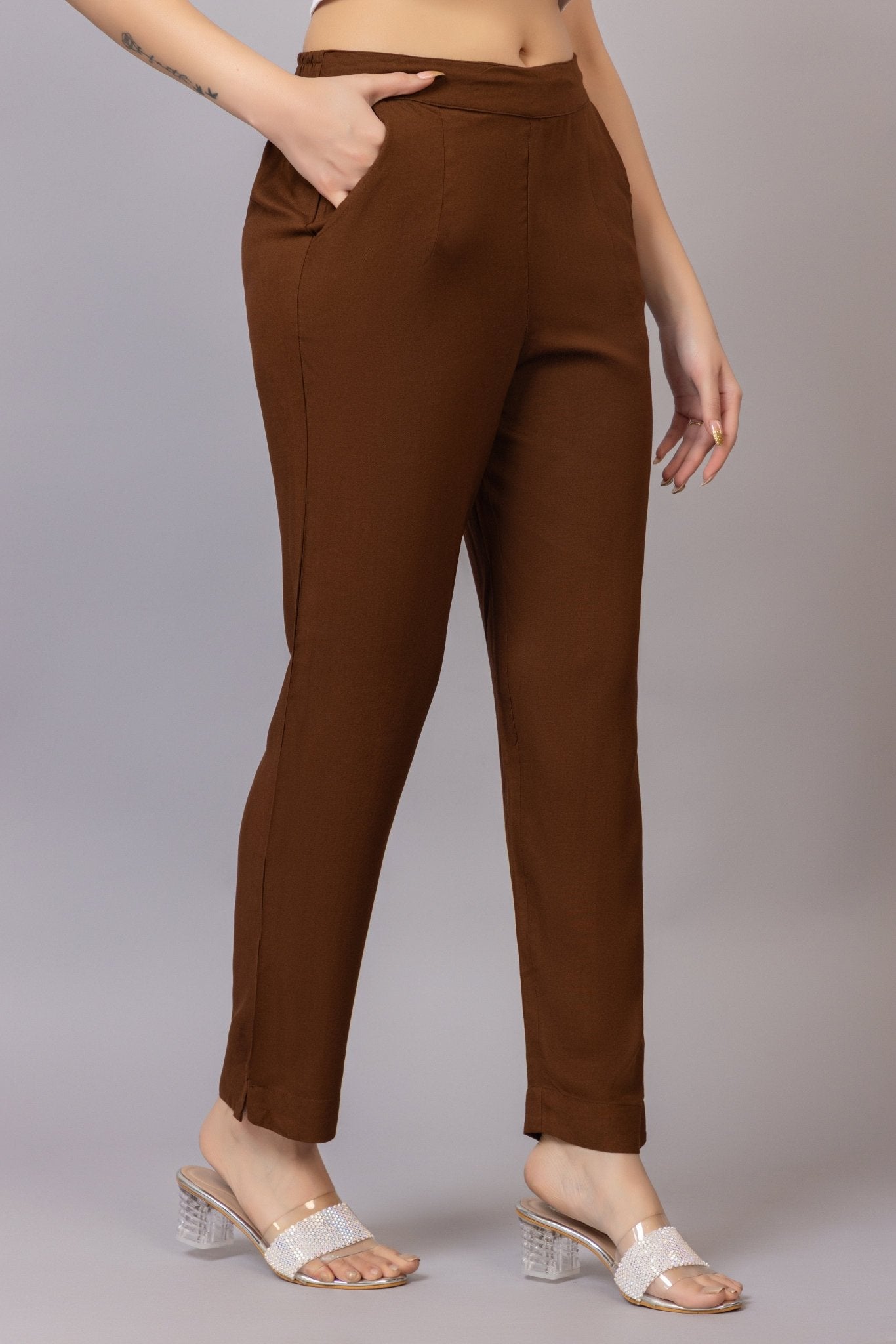 Brown rayon pant [ 100% Rayon, Liva Certified ] - Rayon pants