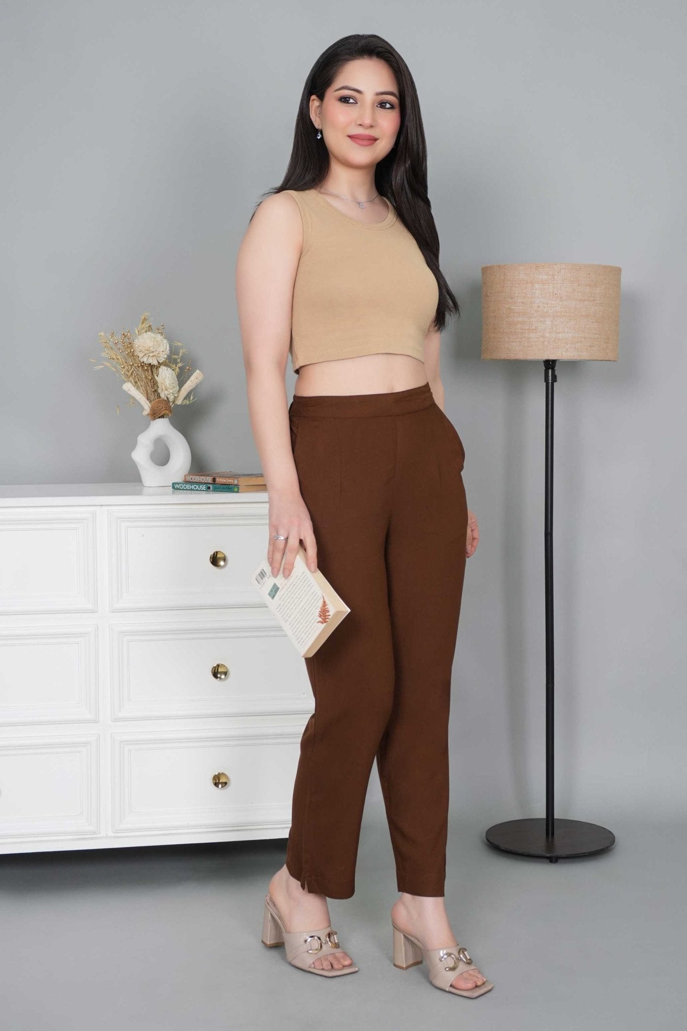 Brown rayon pant [ 100% Rayon, Liva Certified ] - Rayon pants