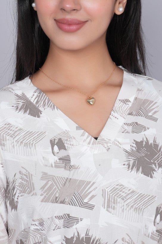 Brown v neck printed rayon flare top [100% Rayon] - Printed v neck top