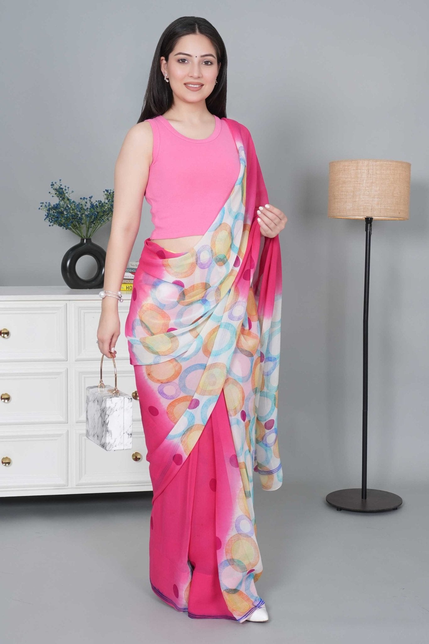 Bubblegum pink Rib Crop Blouse [ 100% USA HQ Cotton, 280 GSM non transparent fabric ] - Rib crop blouse