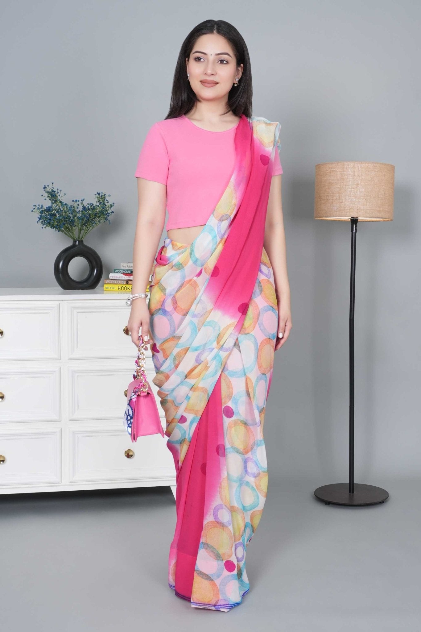 Bubblegum pink Rib Crop Tshirt Blouse [ 100% USA HQ Cotton, 280 GSM non transparent fabric ] - Rib crop tshirt blouse