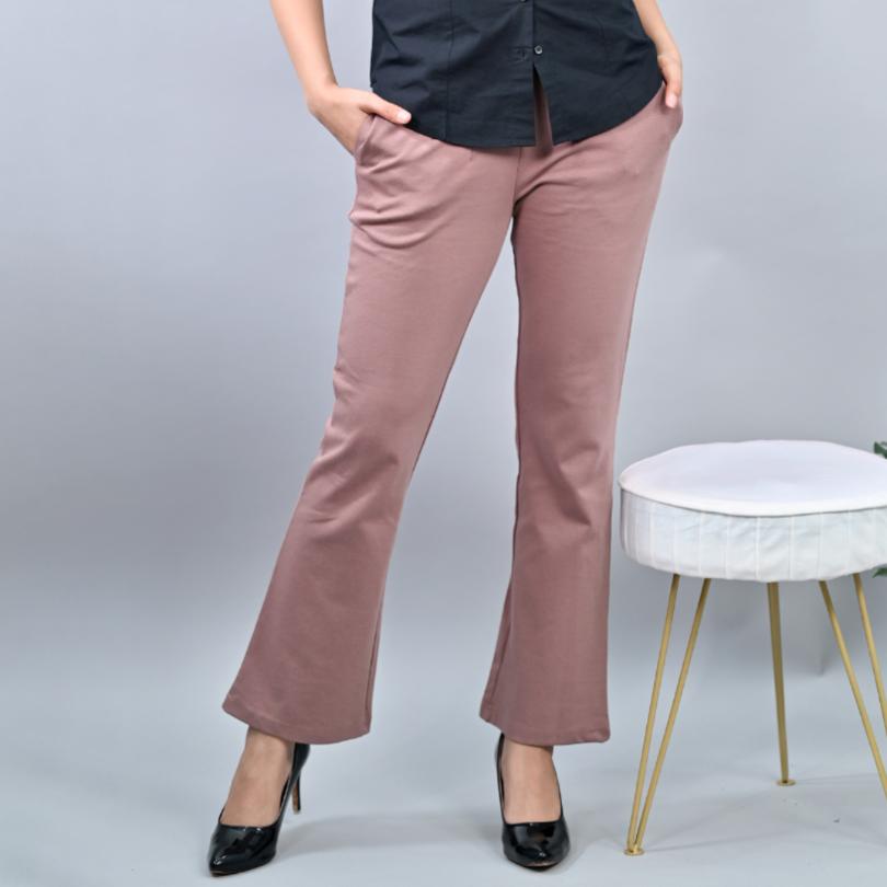 Cairo stretchable biowash cotton bootcut flare pants with superior elastic belt. - Milano bootcut flare pants