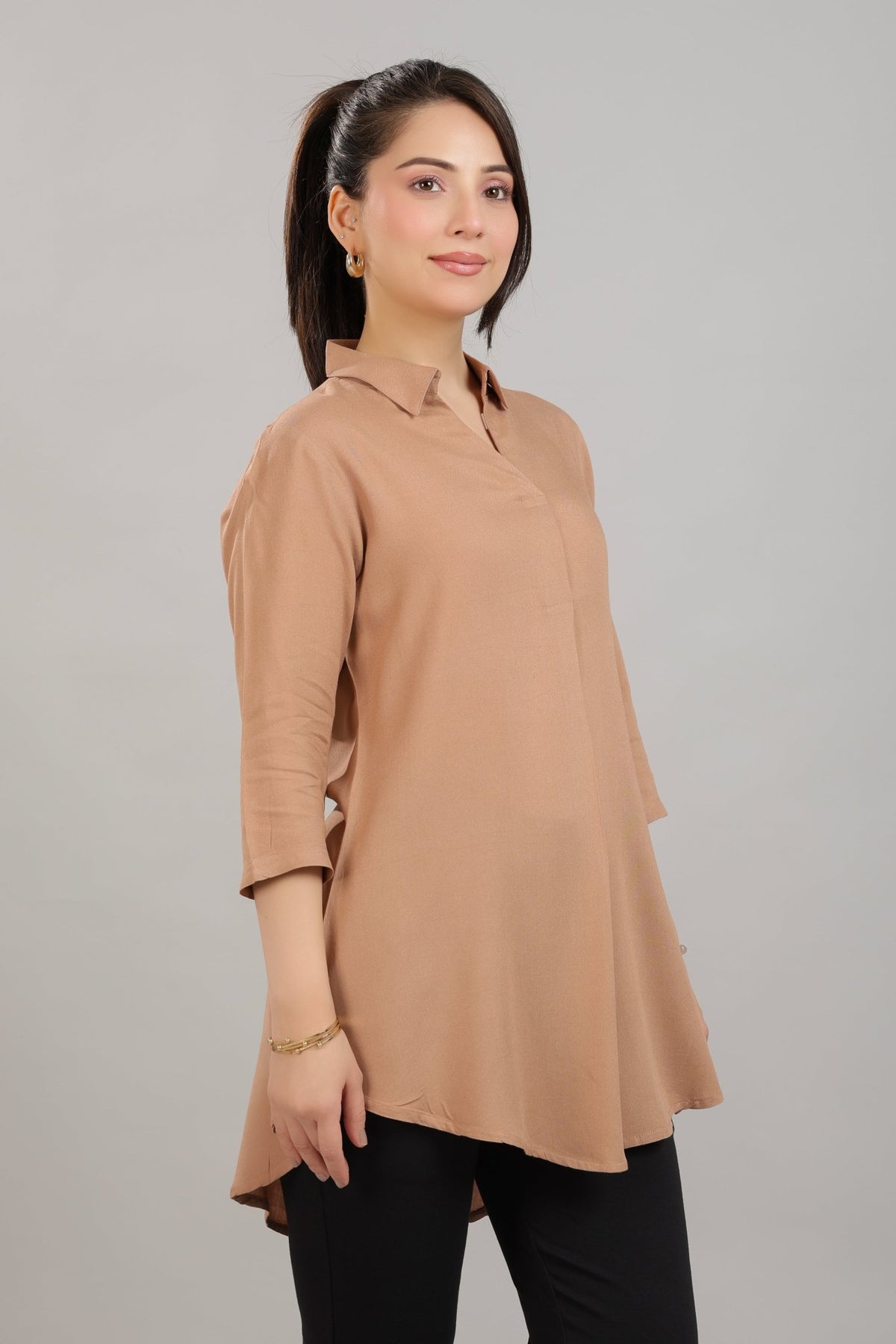 Camel rayon flare top [ 100% Rayon, Liva Certified ] -Rayon flare top