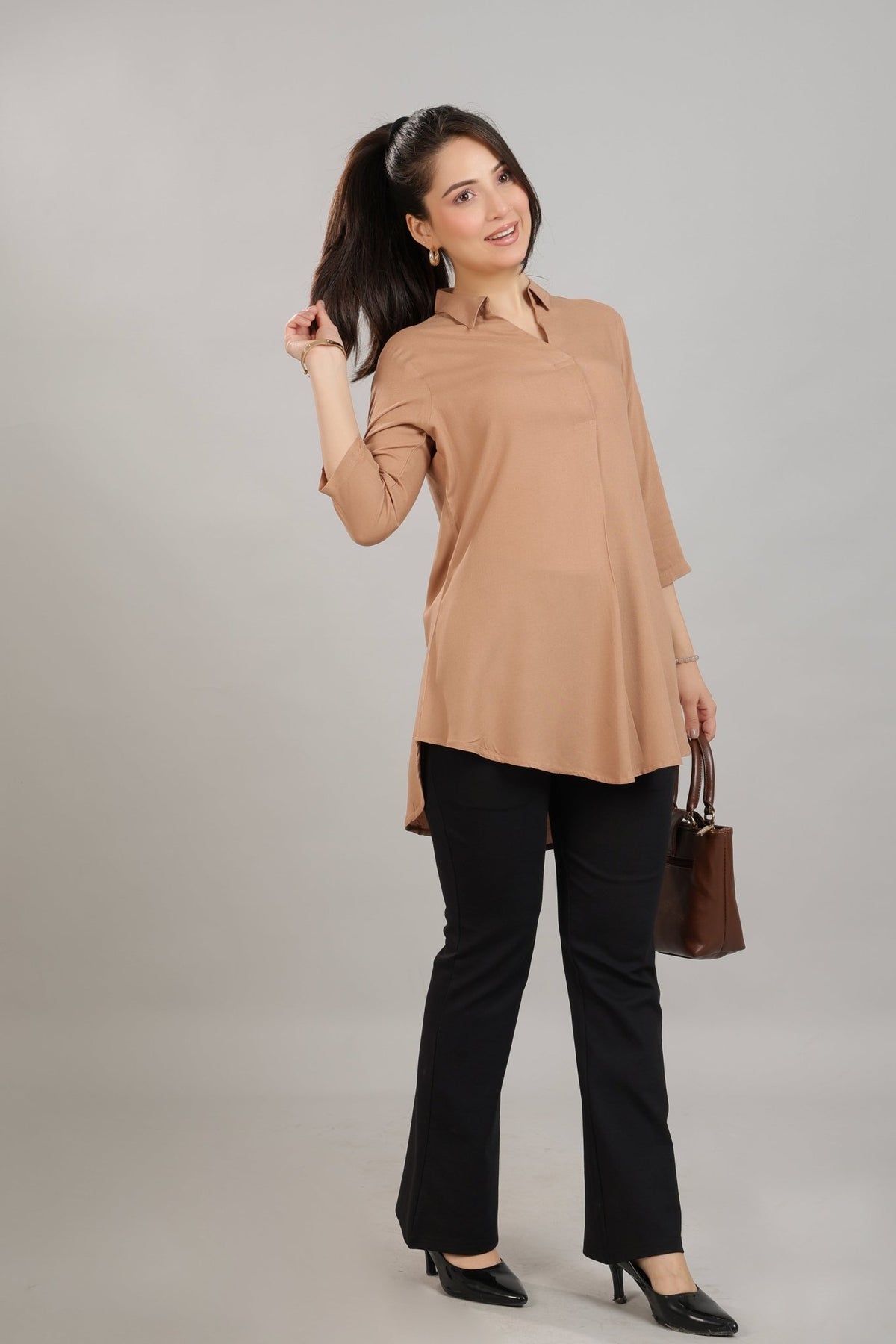 Camel rayon flare top [ 100% Rayon, Liva Certified ] -Rayon flare top