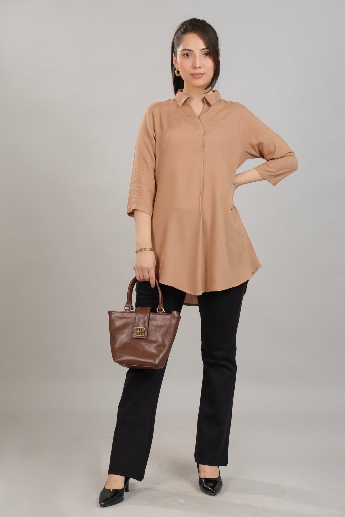 Camel rayon flare top [ 100% Rayon, Liva Certified ] -Rayon flare top
