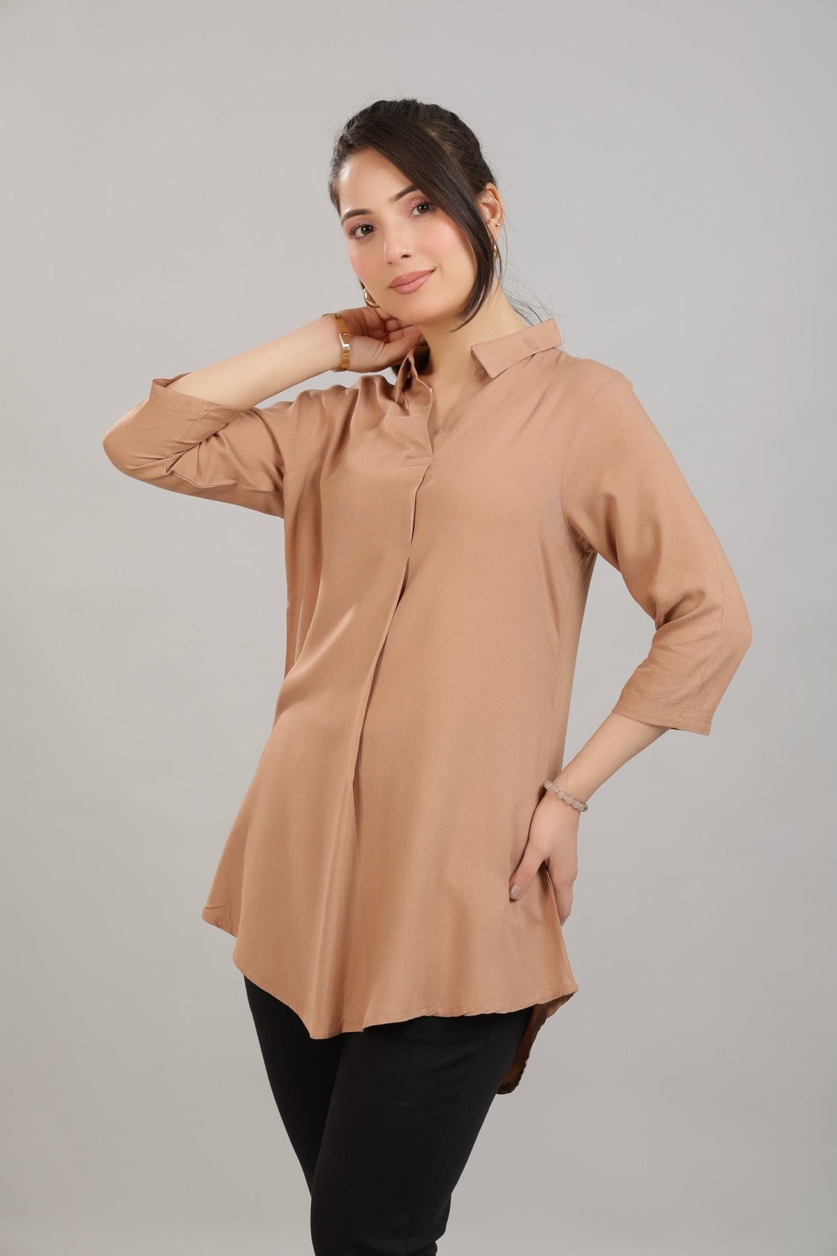 Camel rayon flare top [ 100% Rayon, Liva Certified ] -Rayon flare top