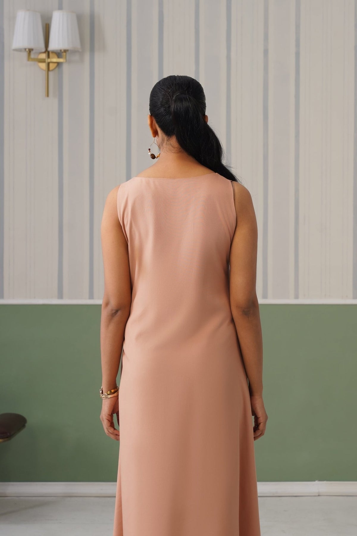 Camel rayon line dress with pocket [ Premium 100% Rayon, Liva Certified ] -Rayon line dress with pocket