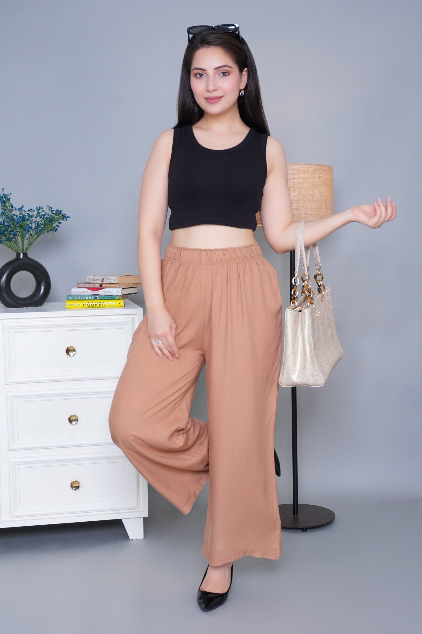 Camel rayon palazzo [ 100% Rayon, Liva Certified ] - Palazzo