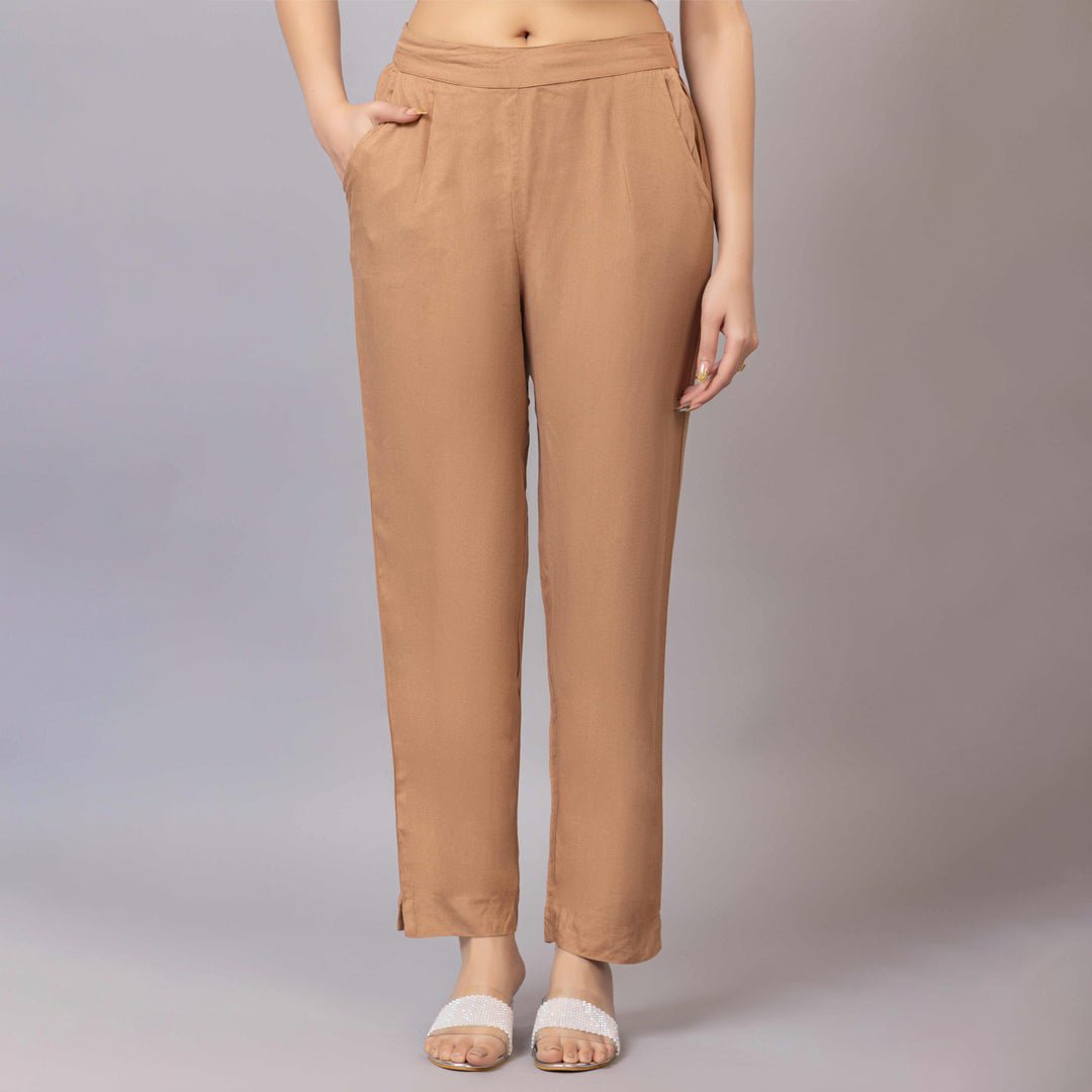 Camel rayon pant [ 100% Rayon, Liva Certified ] - Rayon pants