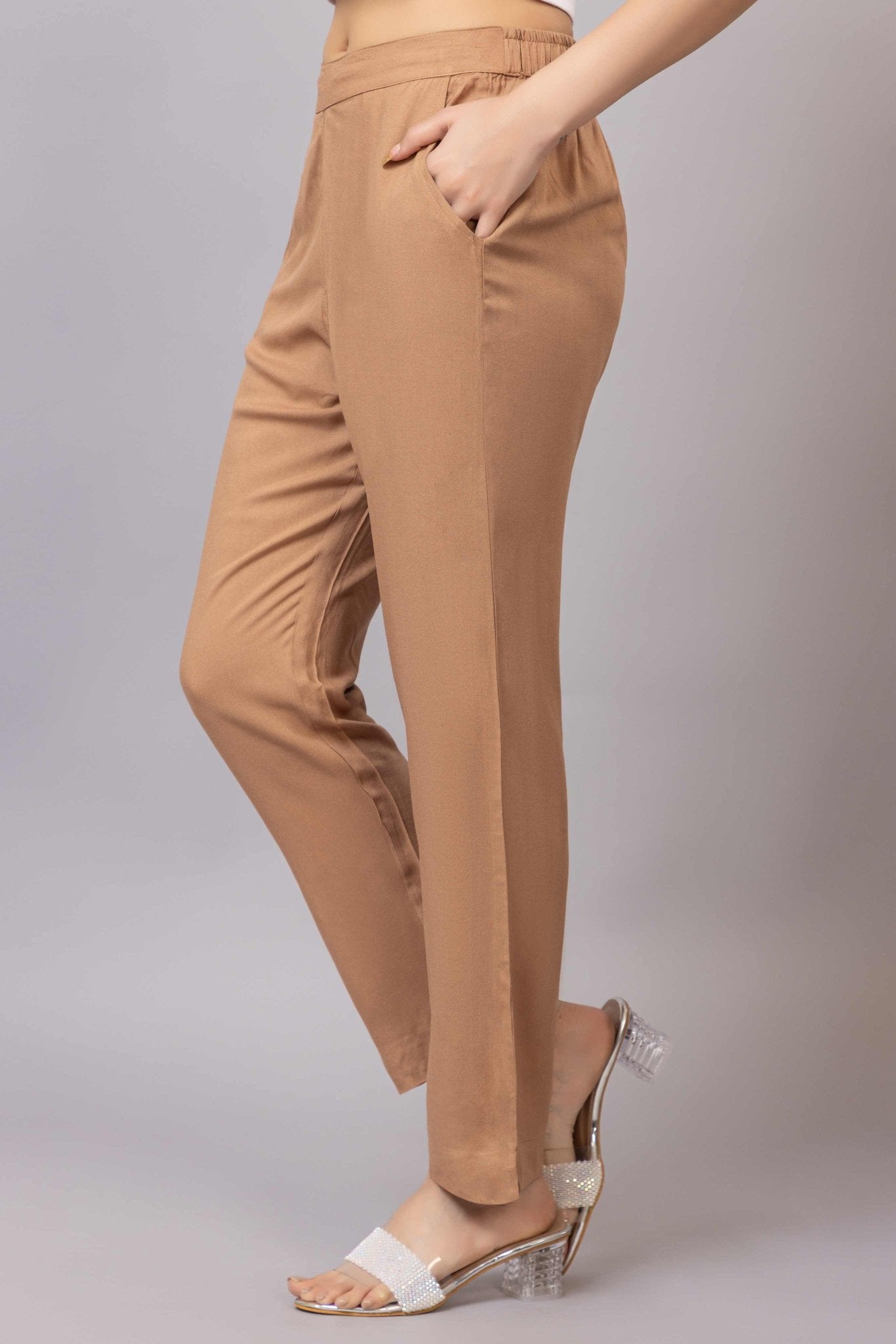 Camel rayon pant [ 100% Rayon, Liva Certified ] - Rayon pants
