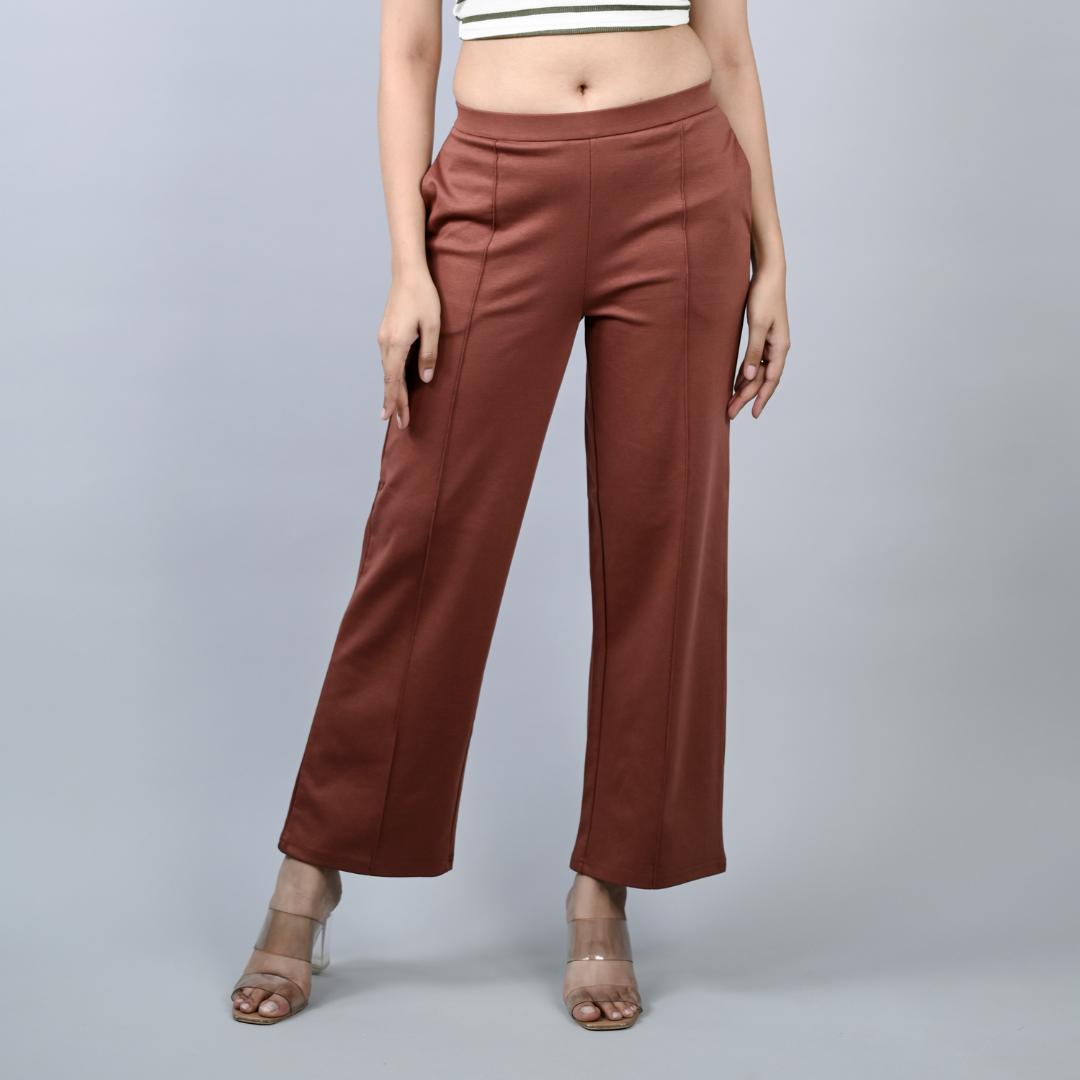 Caramel stretchable biowash USA HQ cotton extra flare fit pant with superior elastic belt. - Milano extra flare fit pants