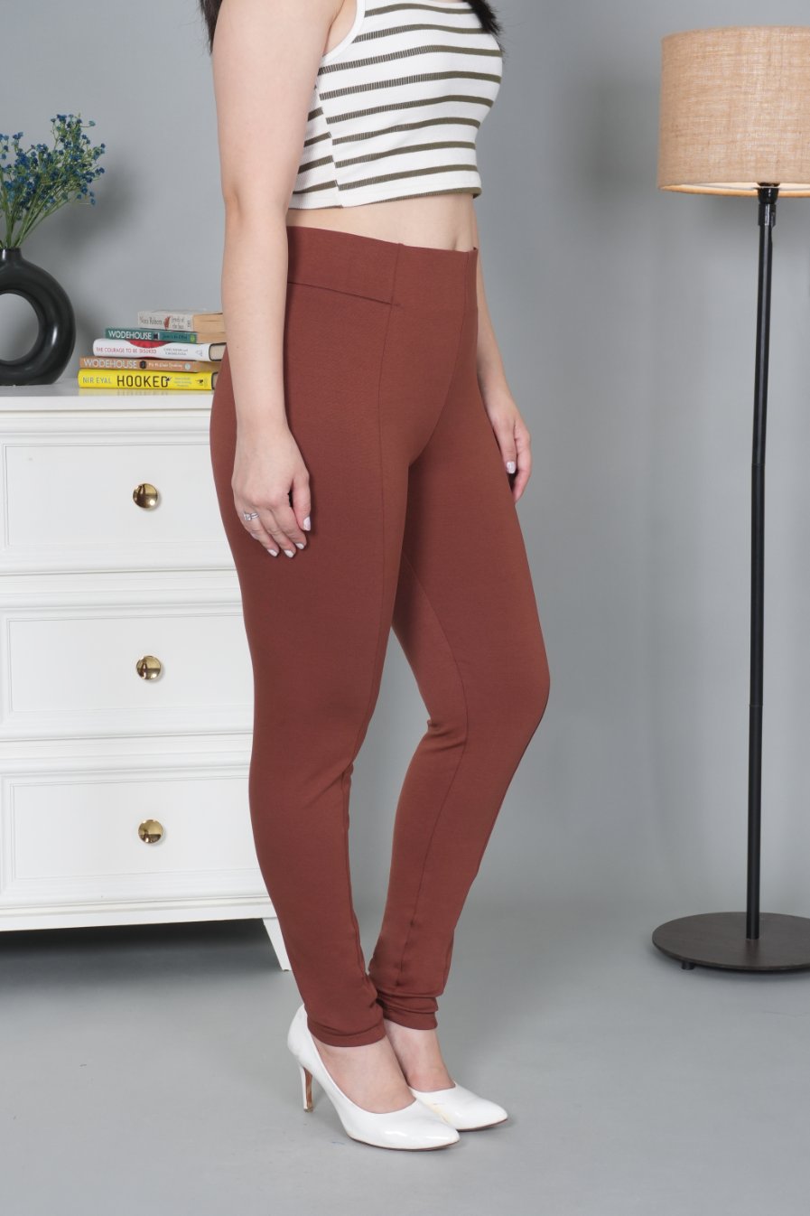 Caramel stretchable biowash USA HQ cotton jegging pant with superior elastic belt. - Milano jegging pants