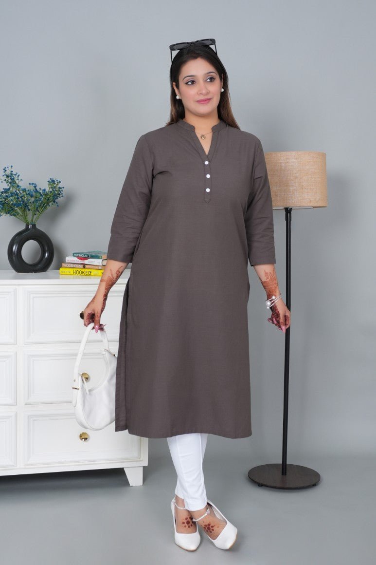 Charcoal 100% Premium Cotton Long Kurta - Long kurta