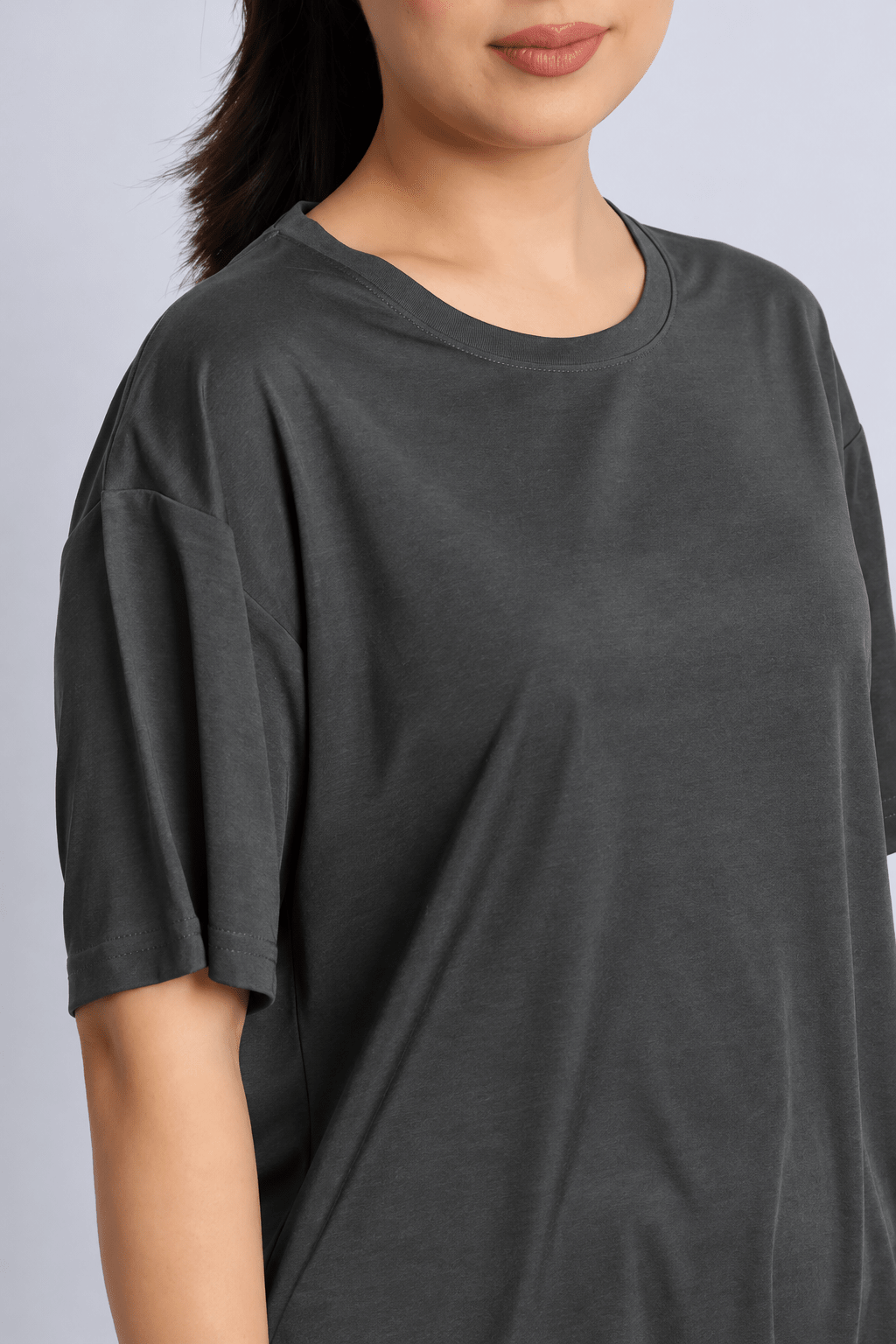 Charcoal active off shoulder tshirt -Active off shoulder tshirt