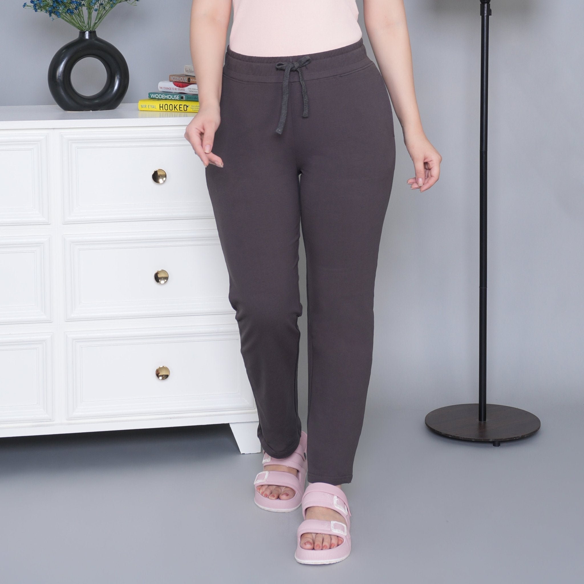 Charcoal all day home pants with extra comfort. [100% Cotton Lycra] - All day home pant