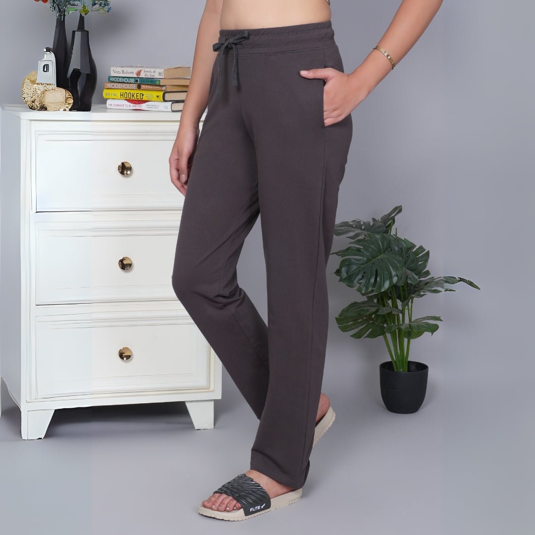 Charcoal all day home pants with extra comfort. [100% Cotton Lycra] - All day home pant