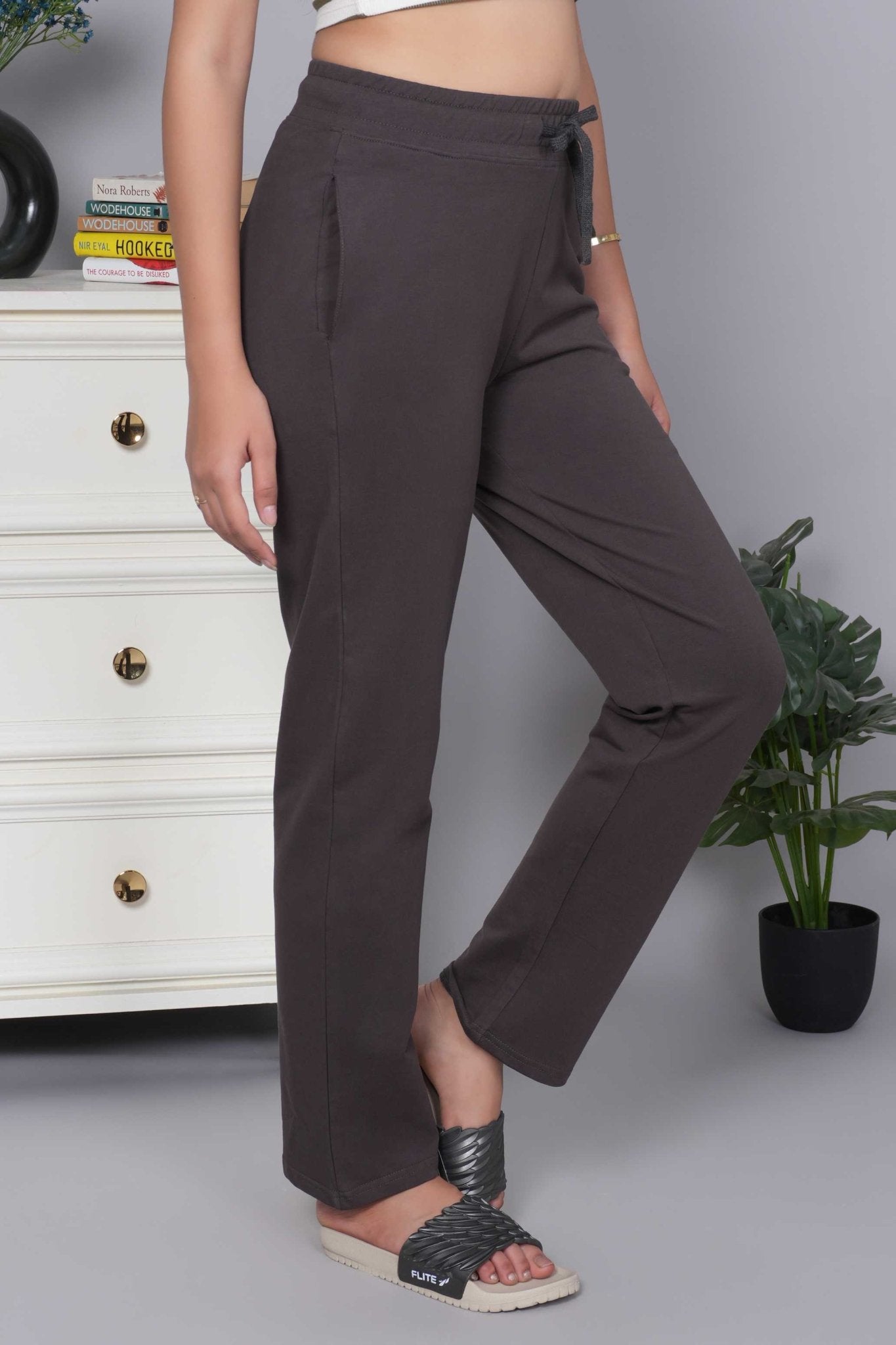 Charcoal all day home pants with extra comfort. [100% USA HQ Cotton Lycra] - All day home pant