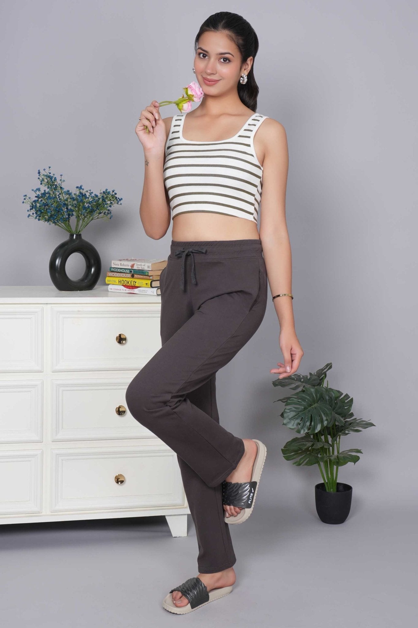 Charcoal all day home pants with extra comfort. [100% USA HQ Cotton Lycra] - All day home pant
