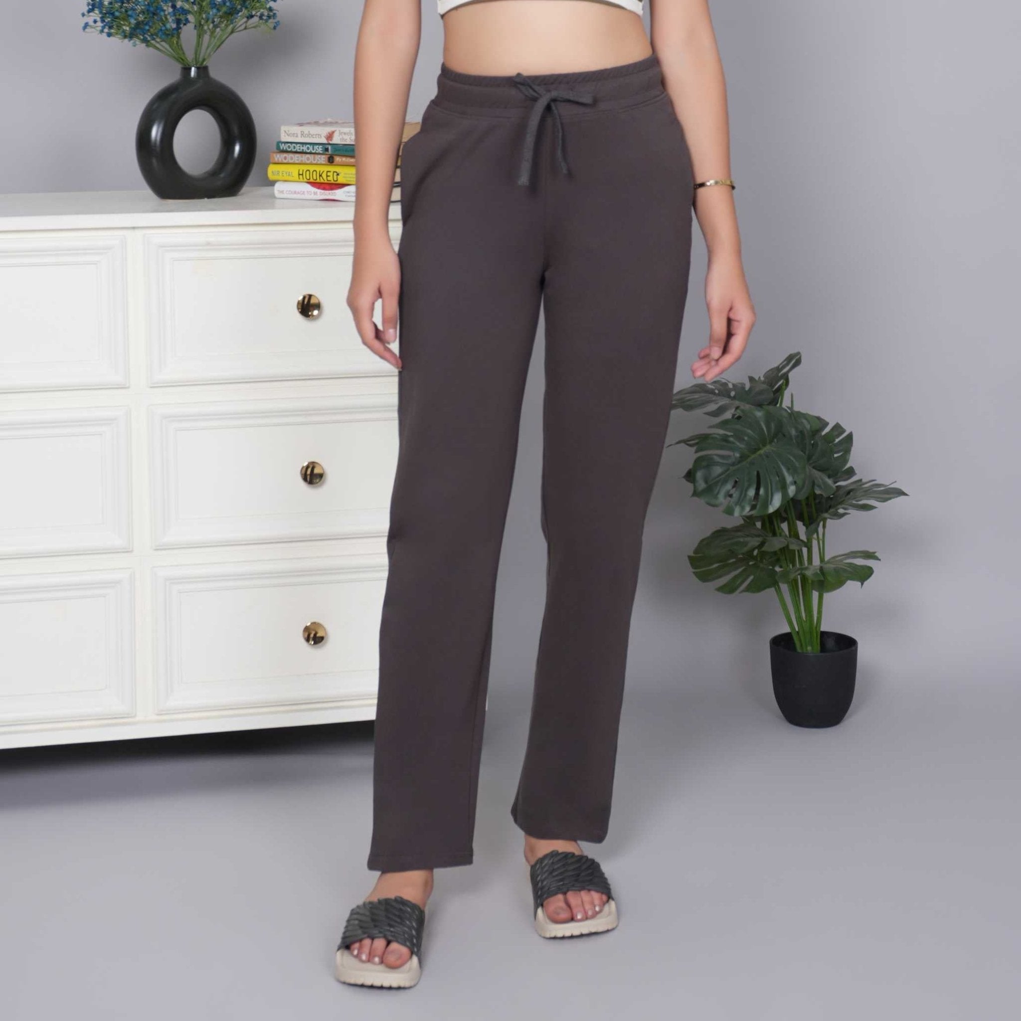 Charcoal all day home pants with extra comfort. [100% USA HQ Cotton Lycra] - All day home pant