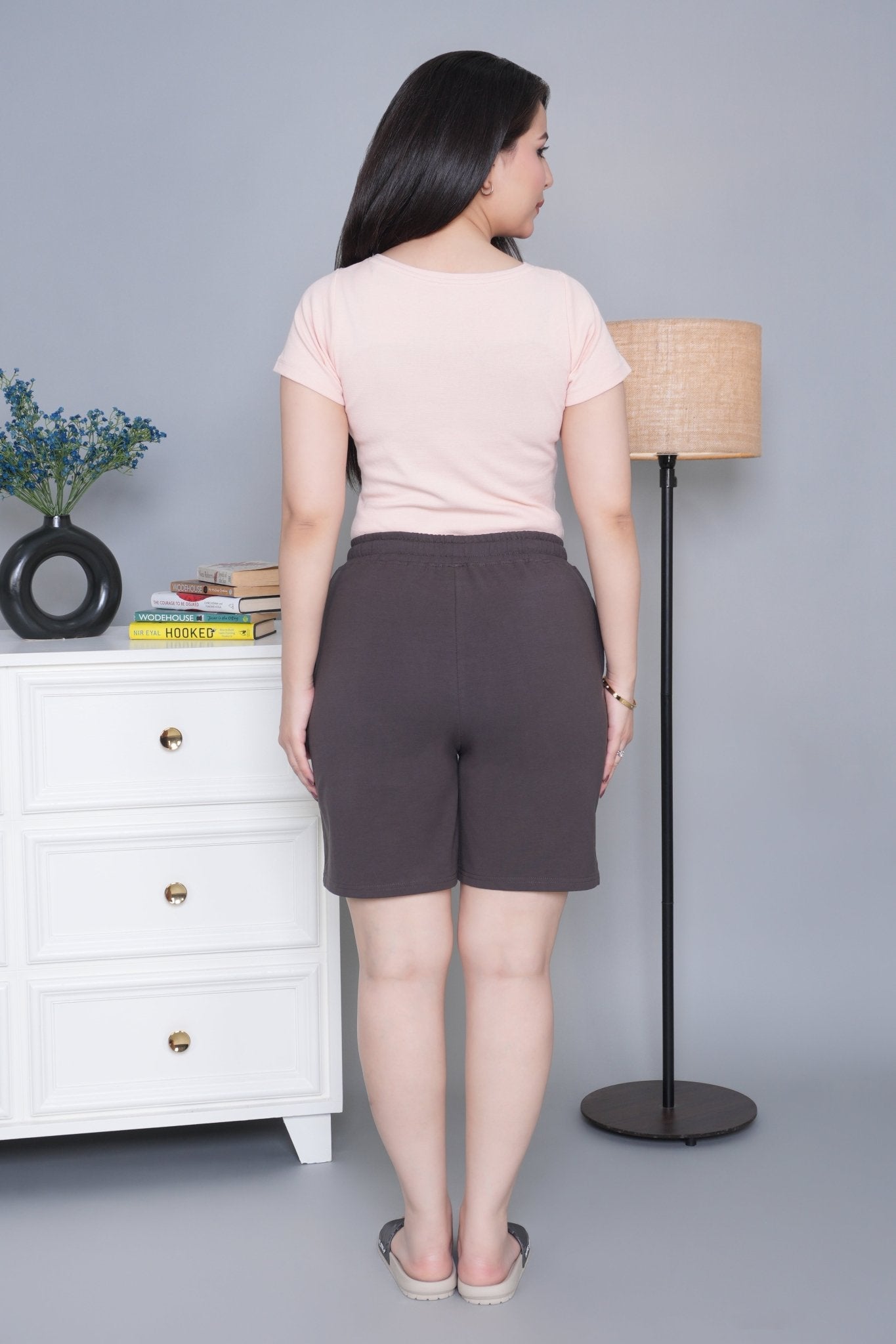 Charcoal all day home shorts with extra comfort. [100% Cotton Lycra] - All day home shorts