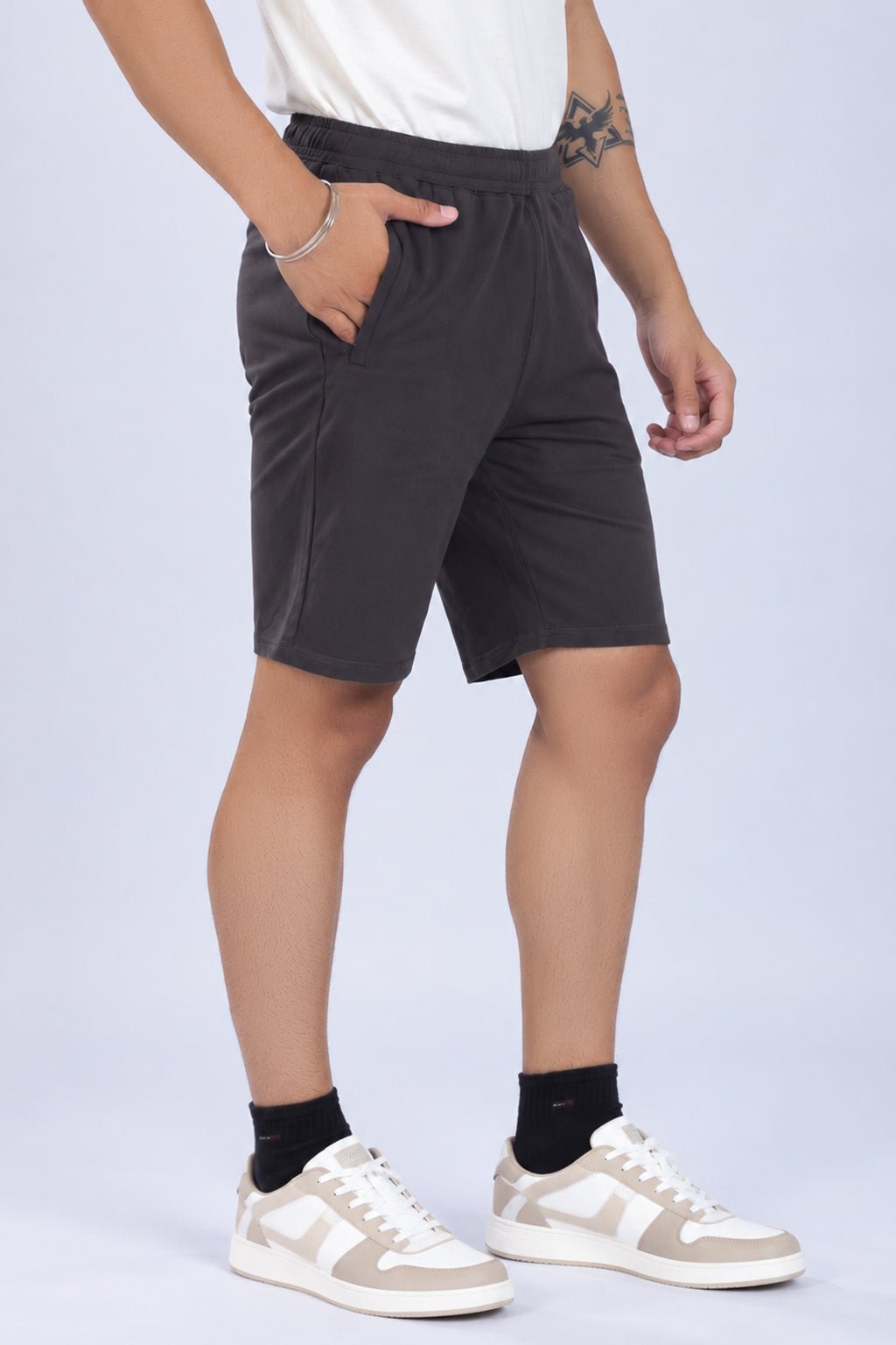 Charcoal all day shorts with extra comfort. [100% Cotton Lycra] -All day home shorts