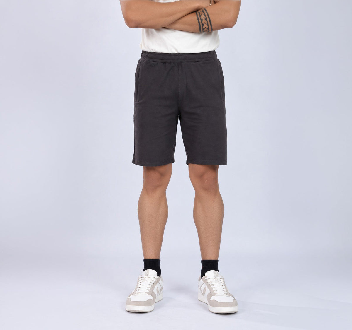 Charcoal all day shorts with extra comfort. [100% Cotton Lycra] -All day home shorts