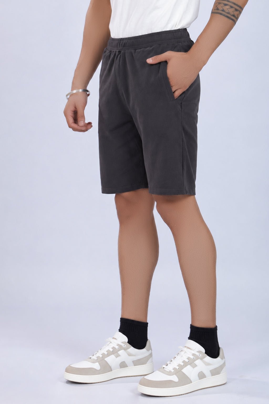 Charcoal all day shorts with extra comfort. [100% Cotton Lycra] -All day home shorts