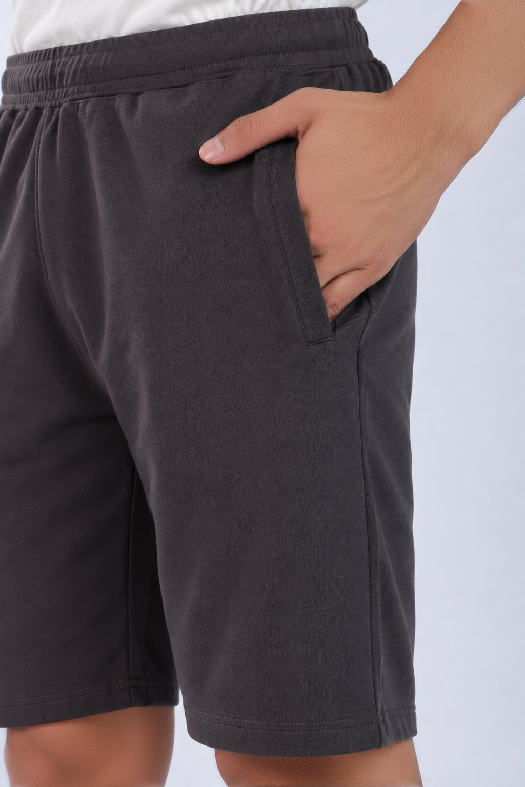 Charcoal all day shorts with extra comfort. [100% Cotton Lycra] -All day home shorts