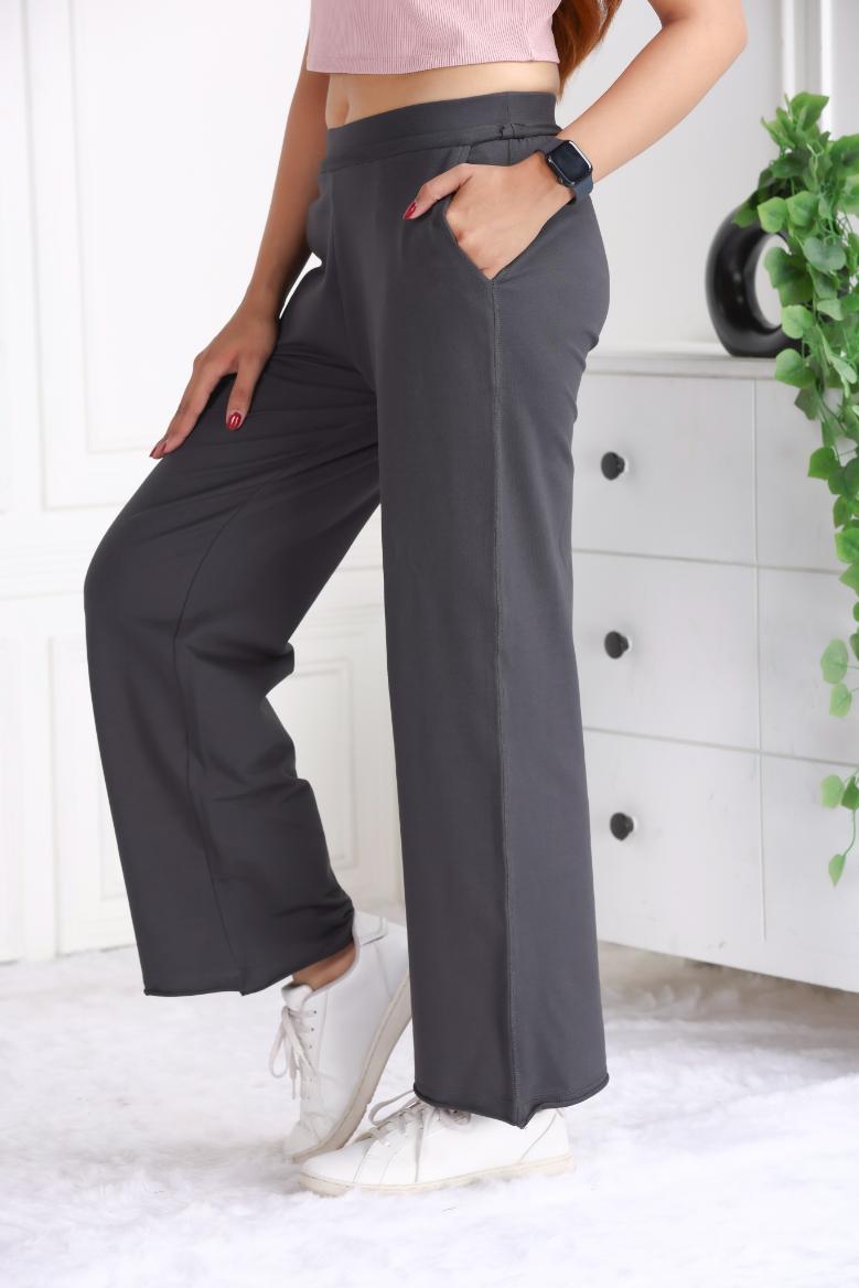 Charcoal all day wide flare pants & trousers for women xxxxl to