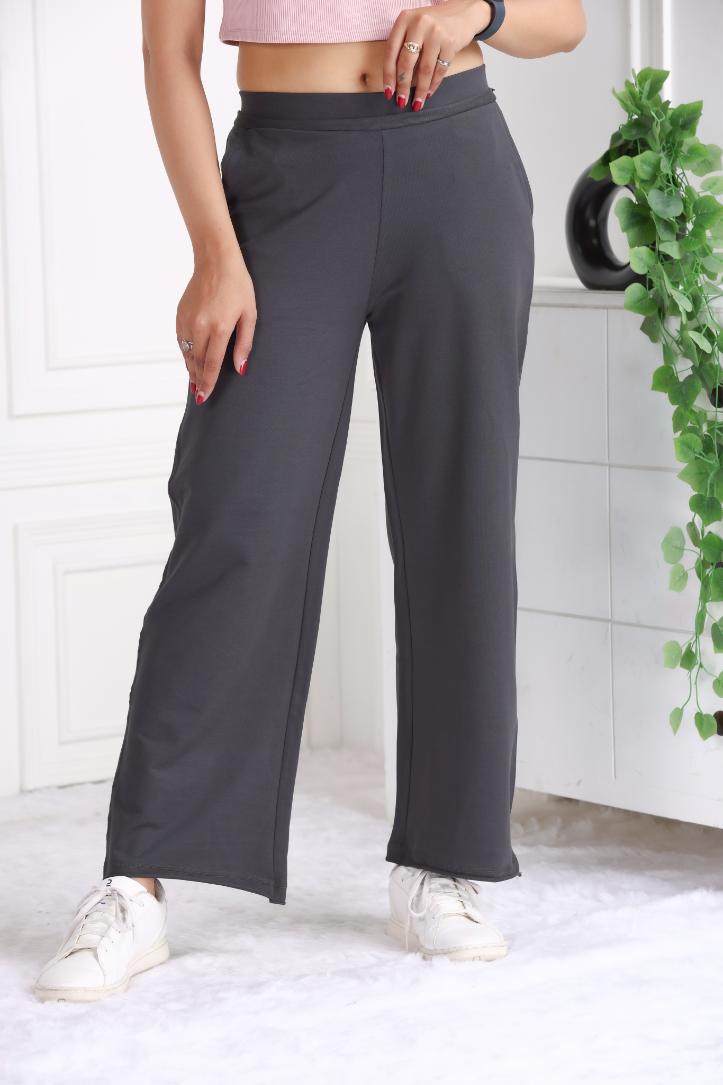 美品　19AW/LYCRA STRETCH EASY PANTS Charcoal all day wide flare pants & trousers for women xxxxl to
