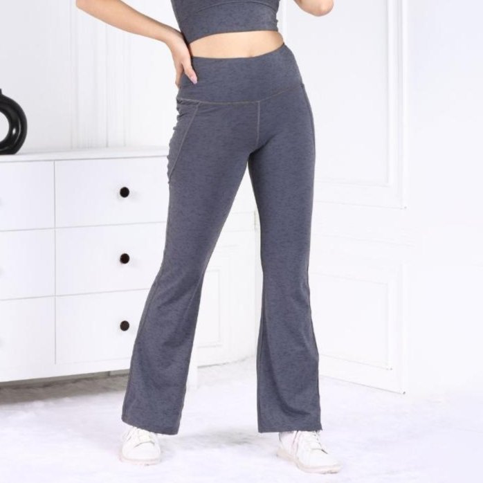 Charcoal Melange Active Flare Pants - Active melange flare pants