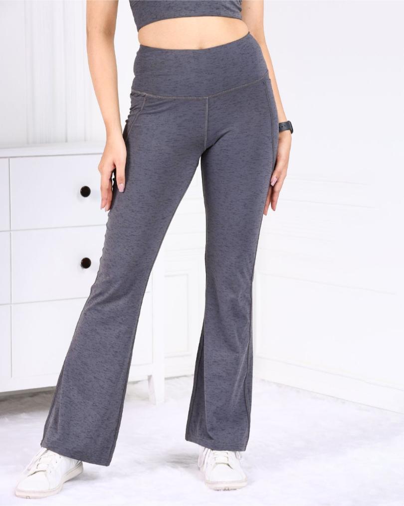 Charcoal Melange Active Flare Pants - Active melange flare pants