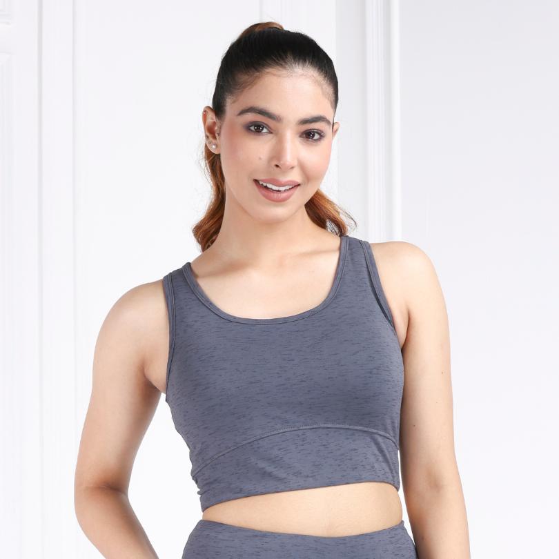 Charcoal Melange All Day Mid Impact Luxury Active Bra - Active bra