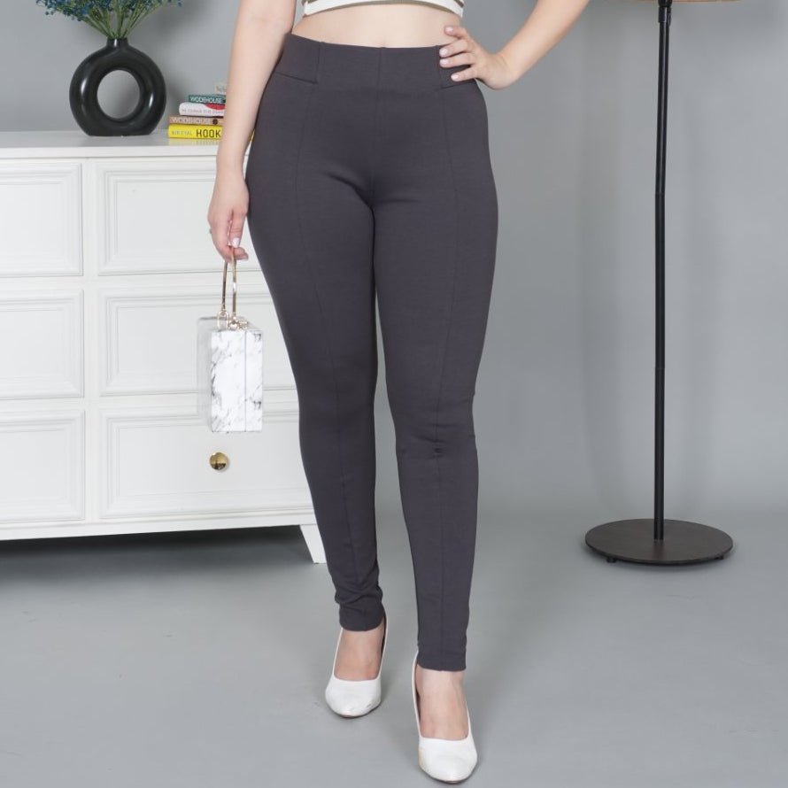 Charcoal stretchable biowash USA HQ cotton jegging pant with superior elastic belt. - Milano jegging pants