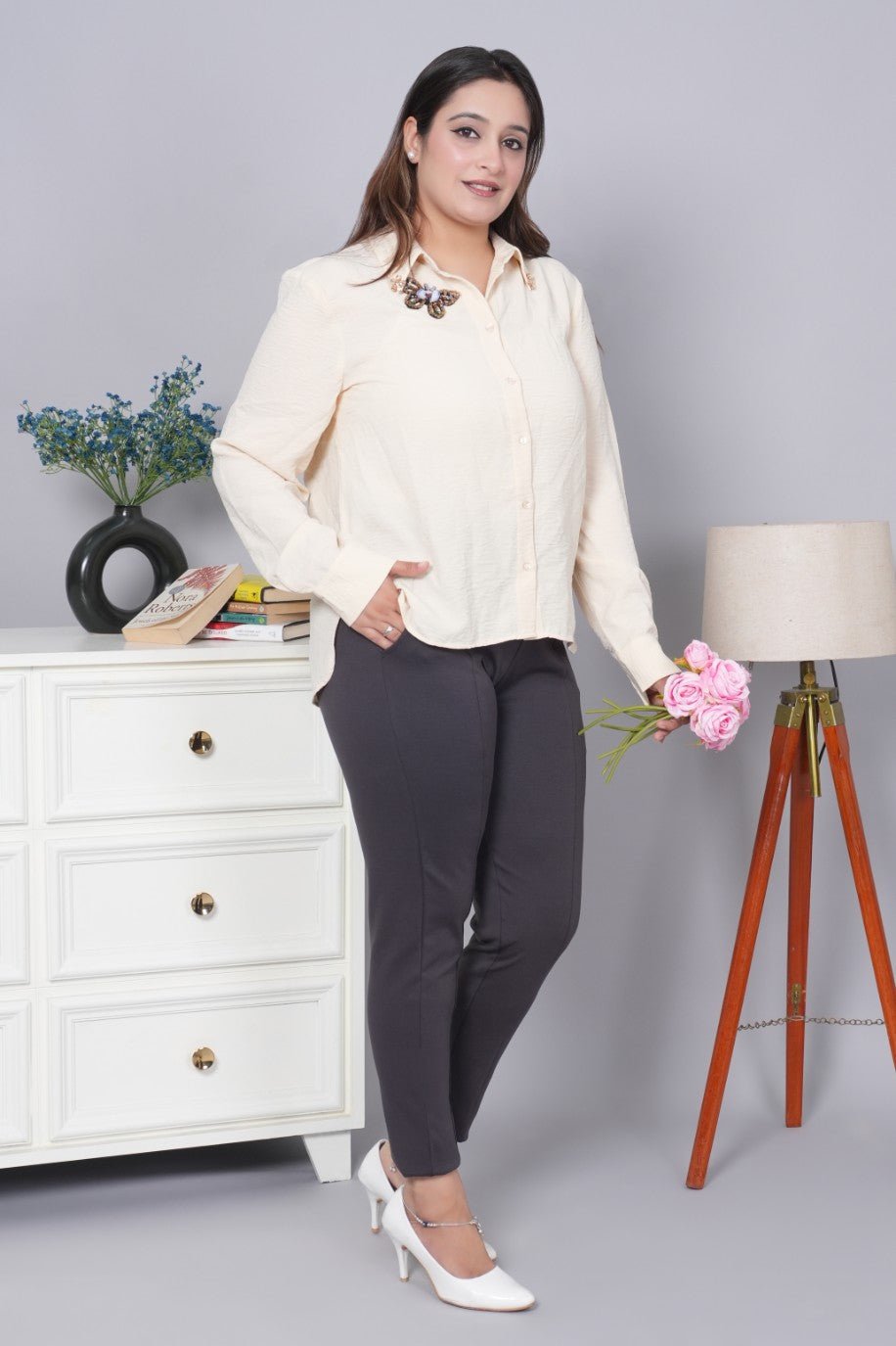 Charcoal stretchable biowash USA HQ cotton premium jegging pant with pockets & superior elastic belt. - Milano jegging pants with pcoket