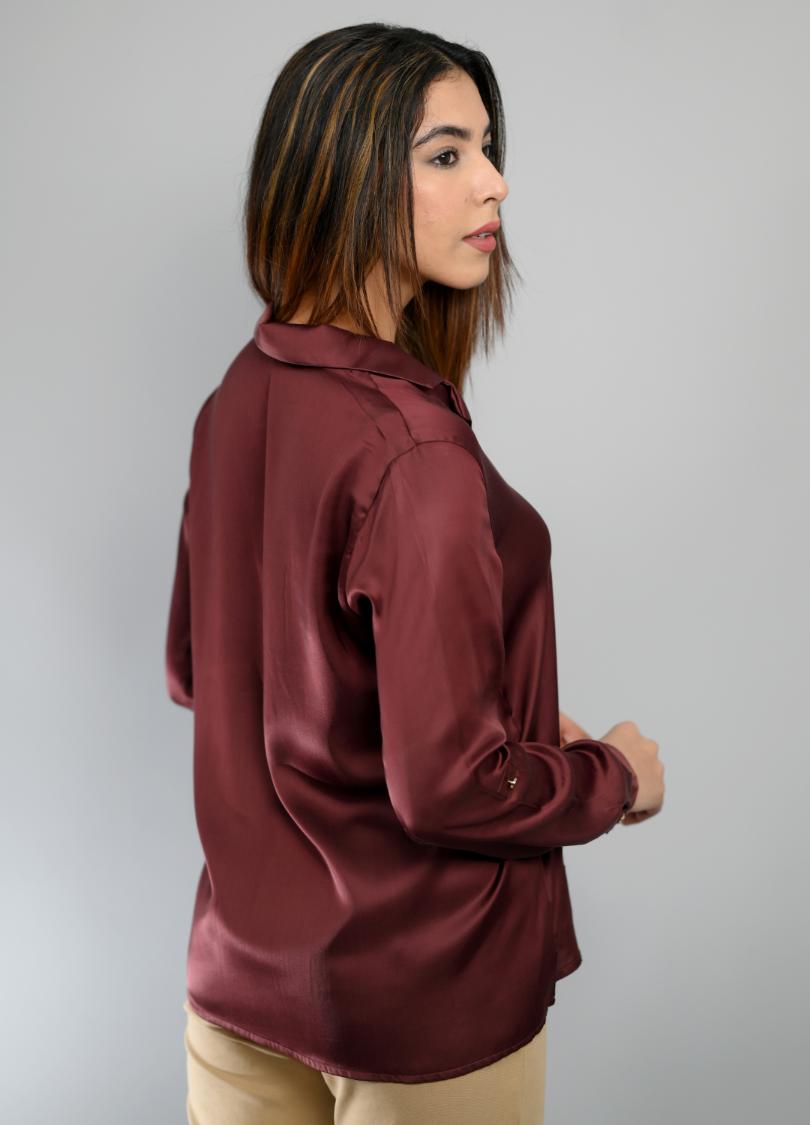 Chocolate satin shirt -satin shirt