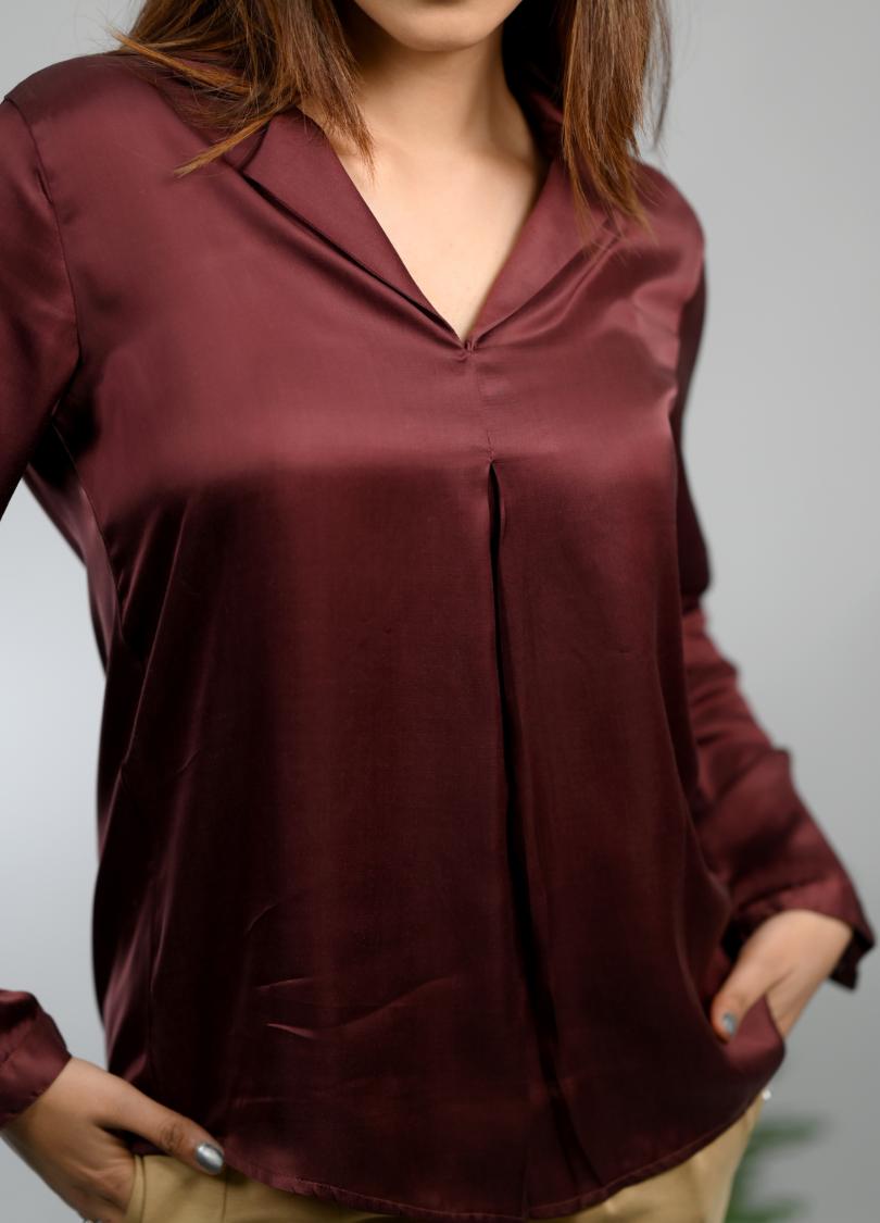 Chocolate satin shirt -satin shirt